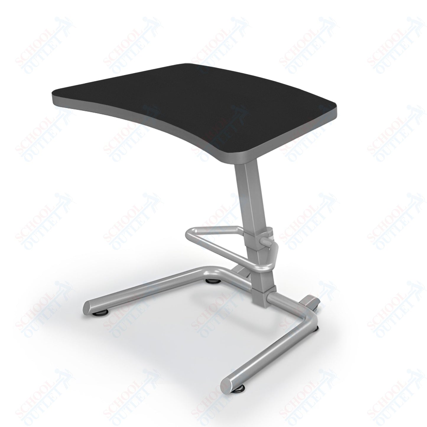 Mooreco Up-Rite Student Desk Curve Top, Adjustable Height, Platinum Frame (Mooreco 90533)