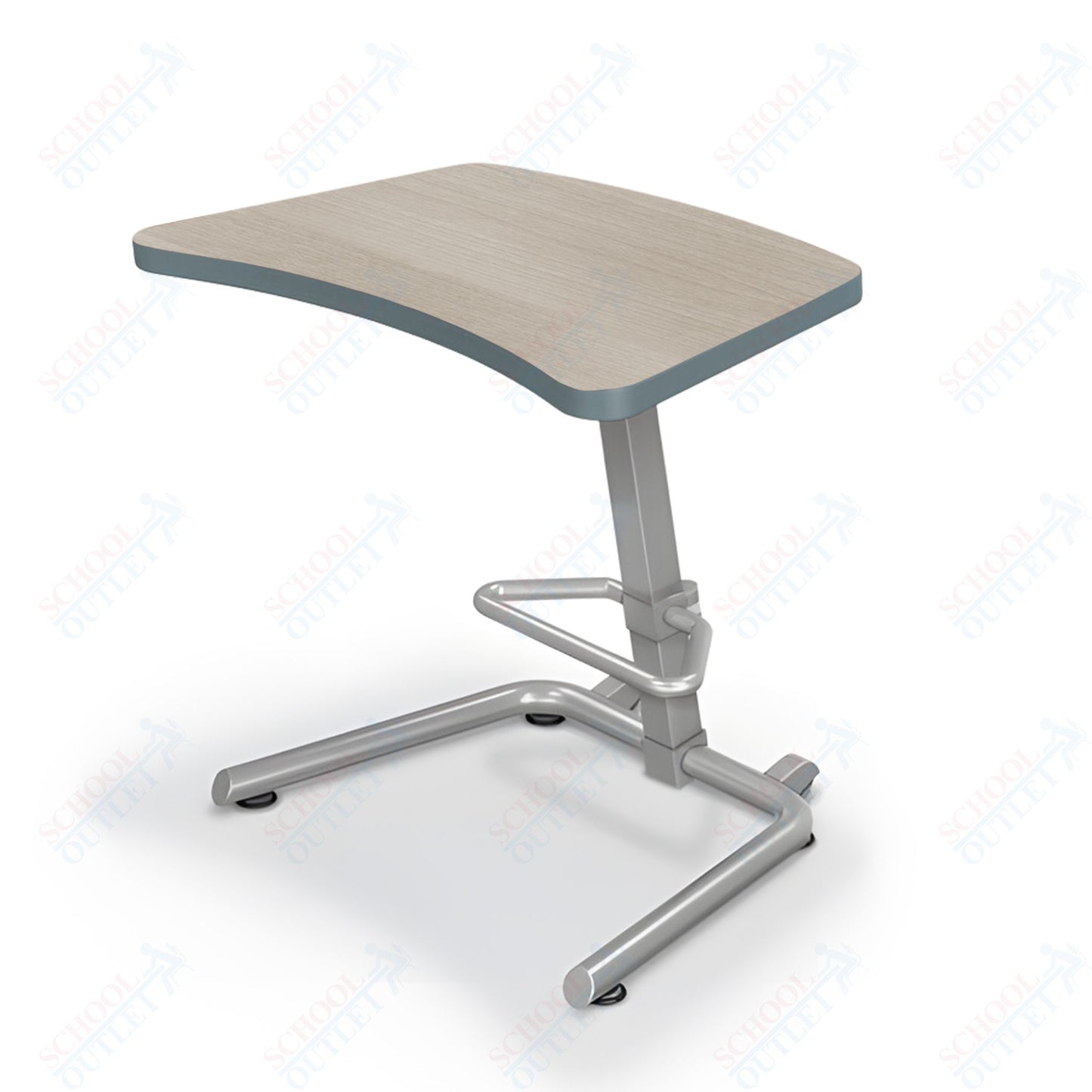 Mooreco Up-Rite Student Desk Curve Top, Adjustable Height, Platinum Frame (Mooreco 90533)