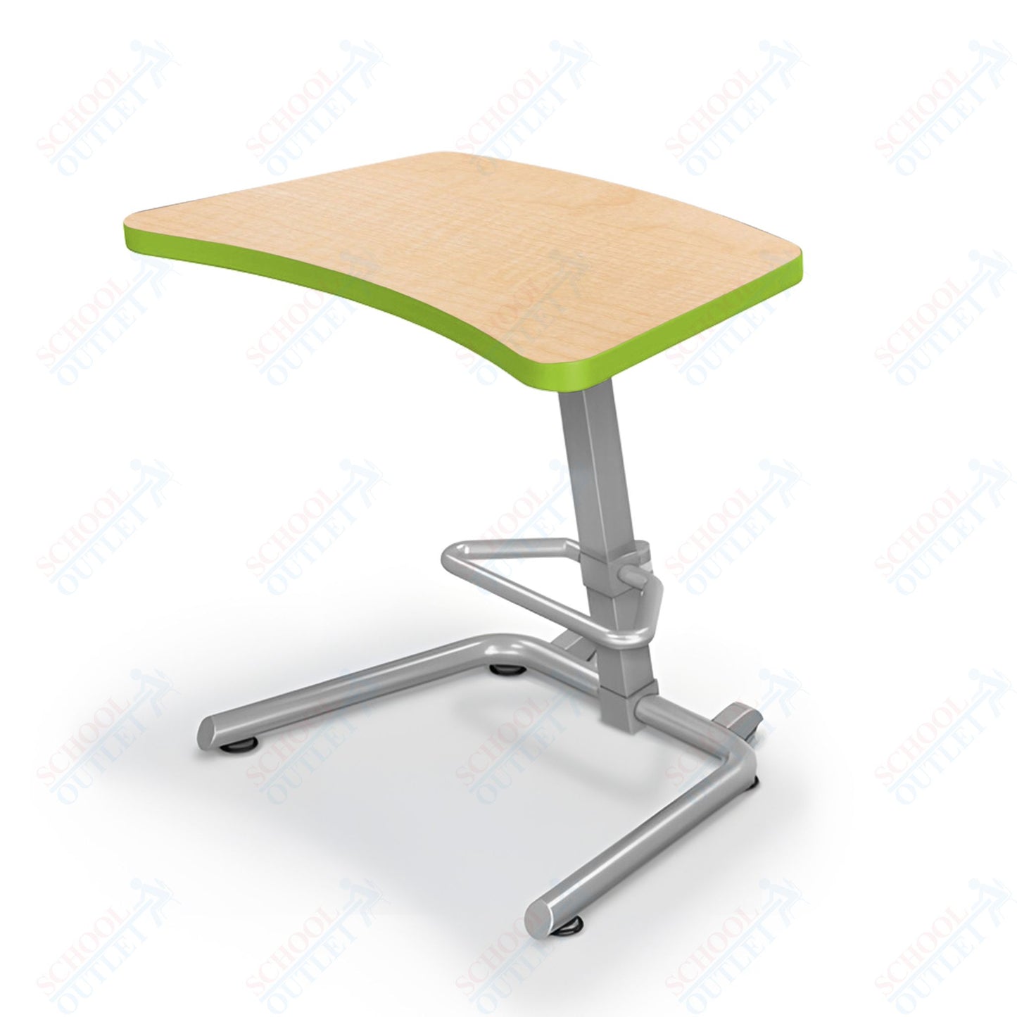 Mooreco Up-Rite Student Desk Curve Top, Adjustable Height, Platinum Frame (Mooreco 90533)