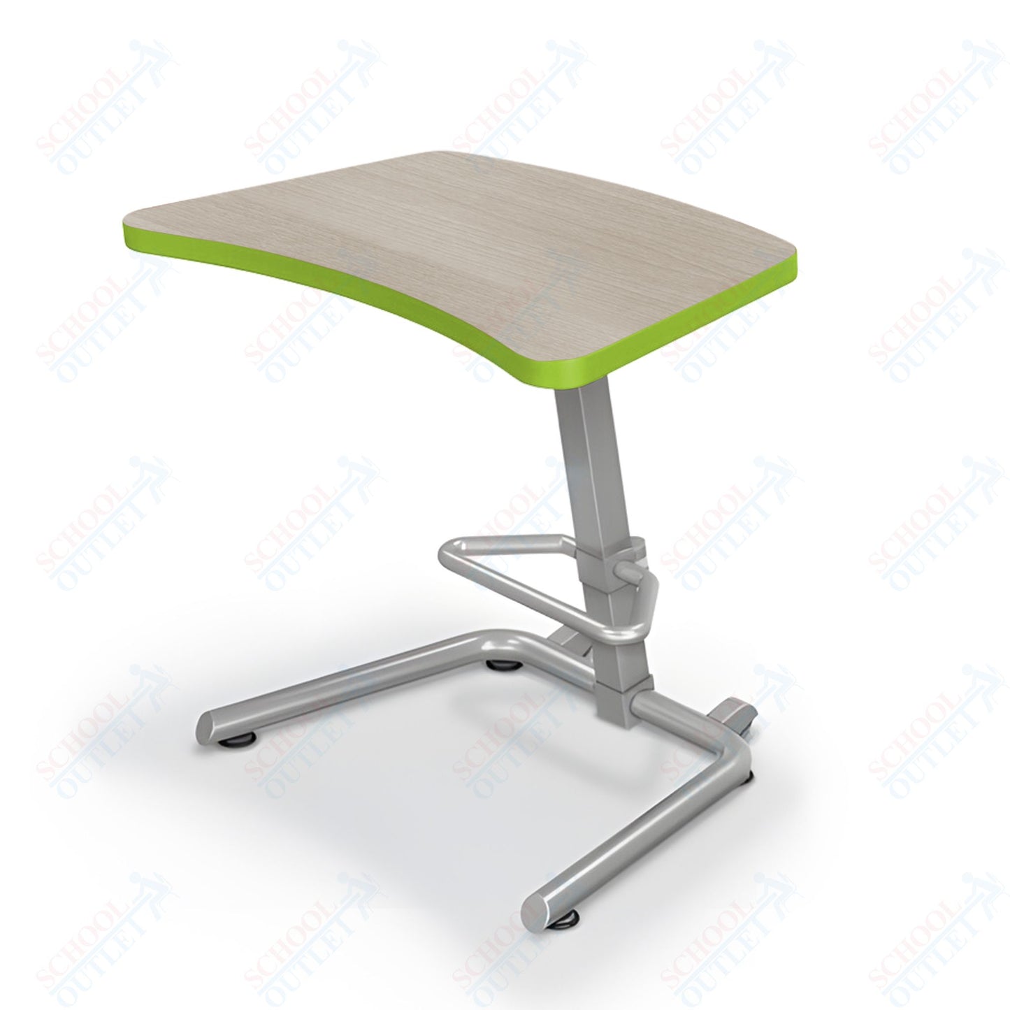 Mooreco Up-Rite Student Desk Curve Top, Adjustable Height, Platinum Frame (Mooreco 90533)