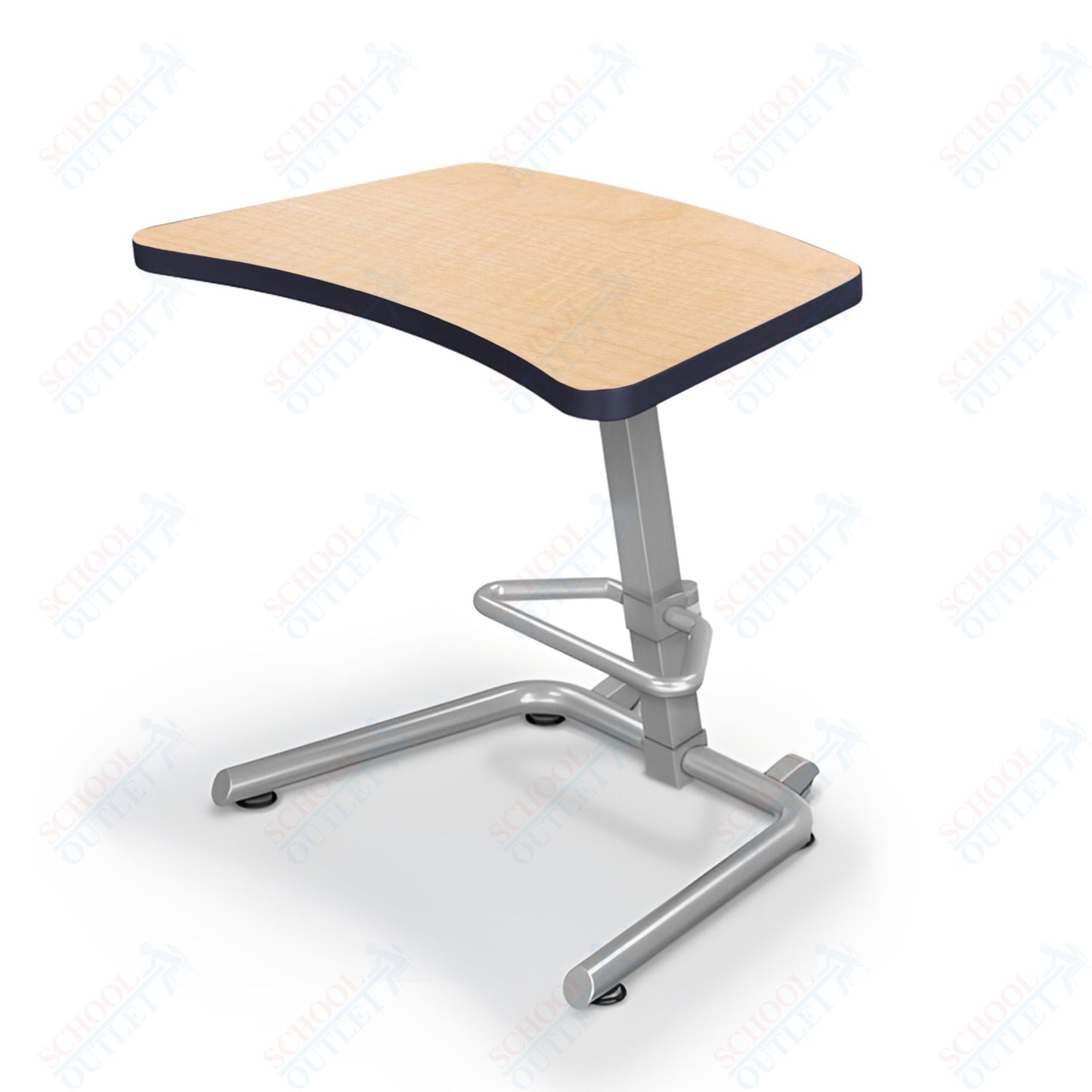 Mooreco Up-Rite Student Desk Curve Top, Adjustable Height, Platinum Frame (Mooreco 90533)