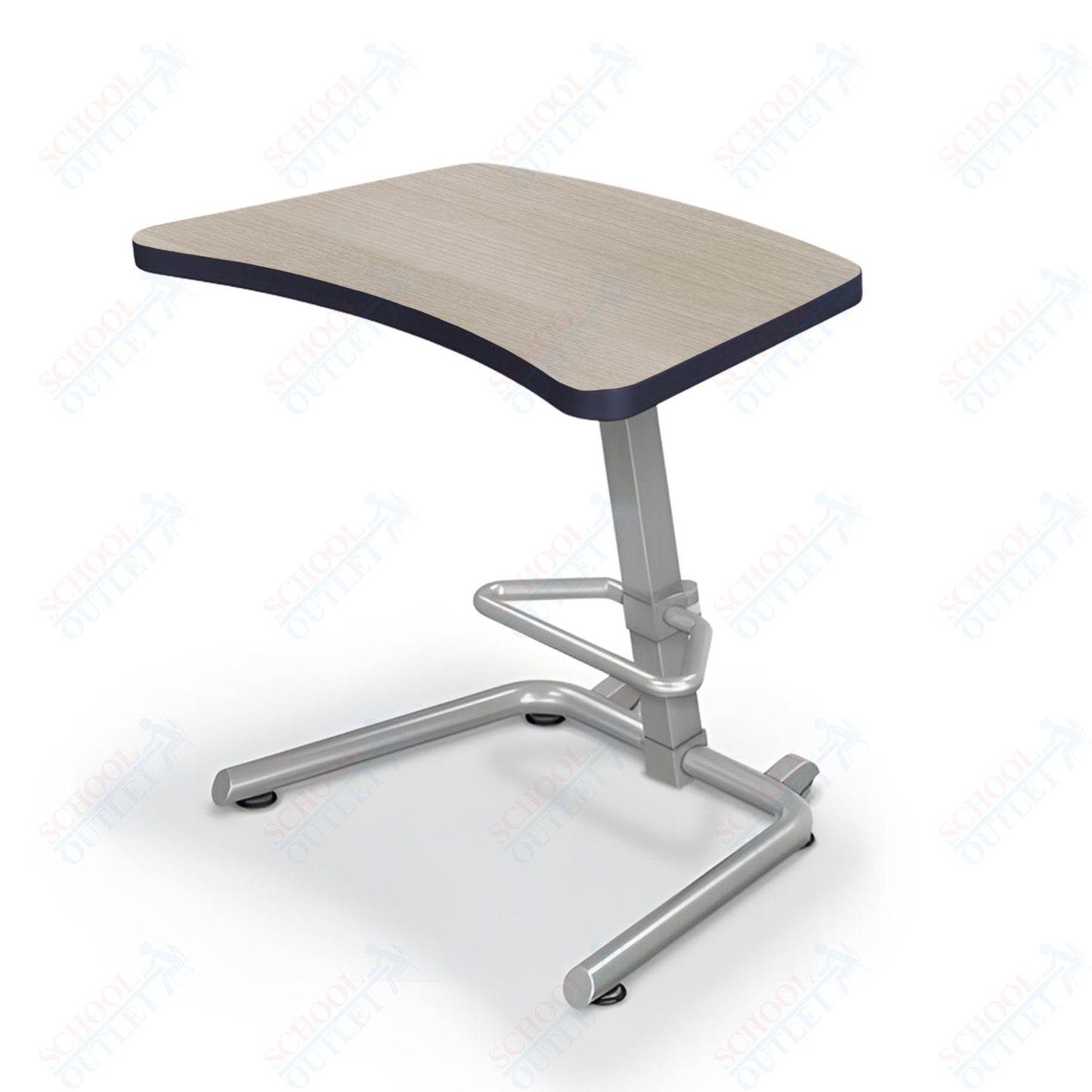 Mooreco Up-Rite Student Desk Curve Top, Adjustable Height, Platinum Frame (Mooreco 90533)