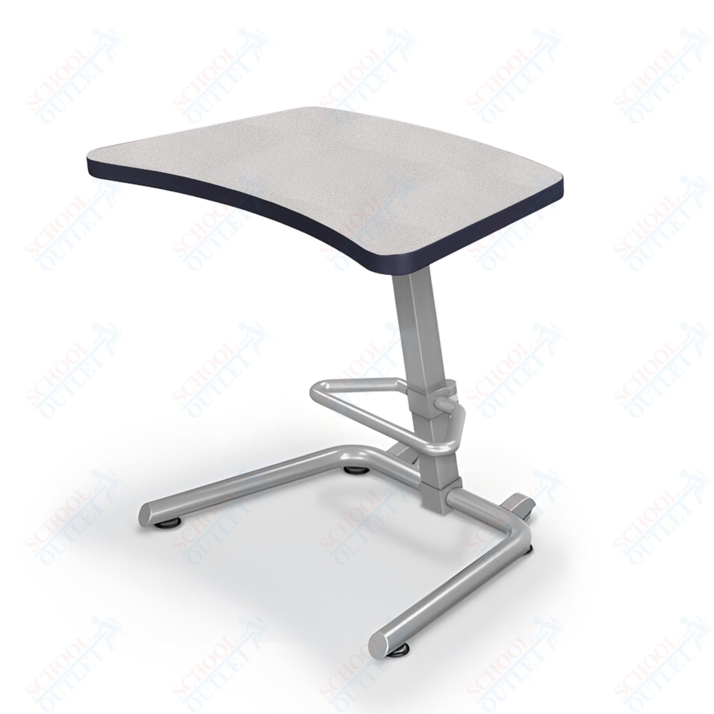 Mooreco Up-Rite Student Desk Curve Top, Adjustable Height, Platinum Frame (Mooreco 90533)