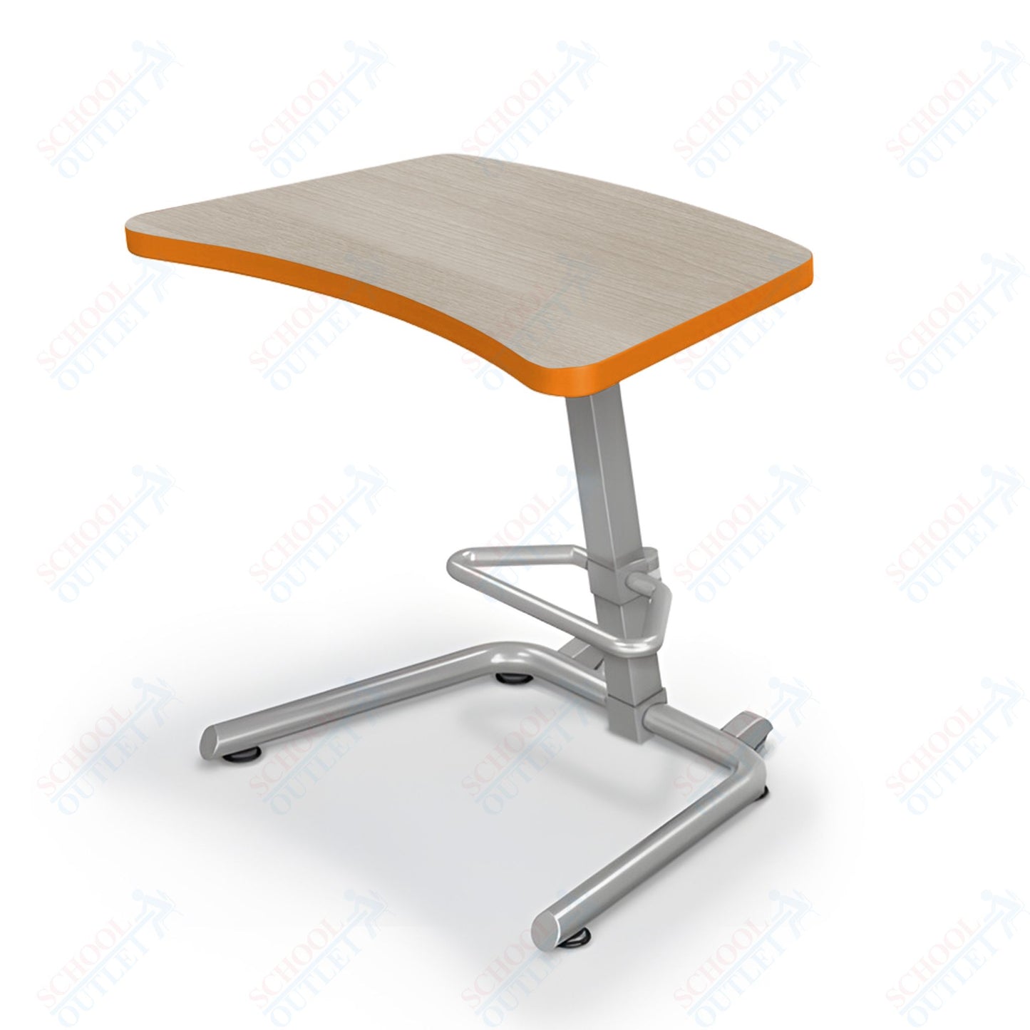 Mooreco Up-Rite Student Desk Curve Top, Adjustable Height, Platinum Frame (Mooreco 90533)