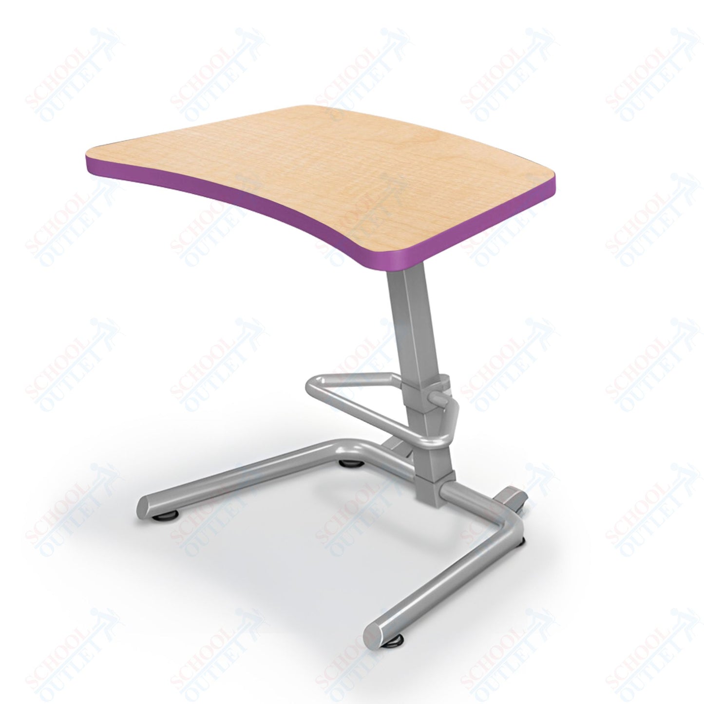 Mooreco Up-Rite Student Desk Curve Top, Adjustable Height, Platinum Frame (Mooreco 90533)