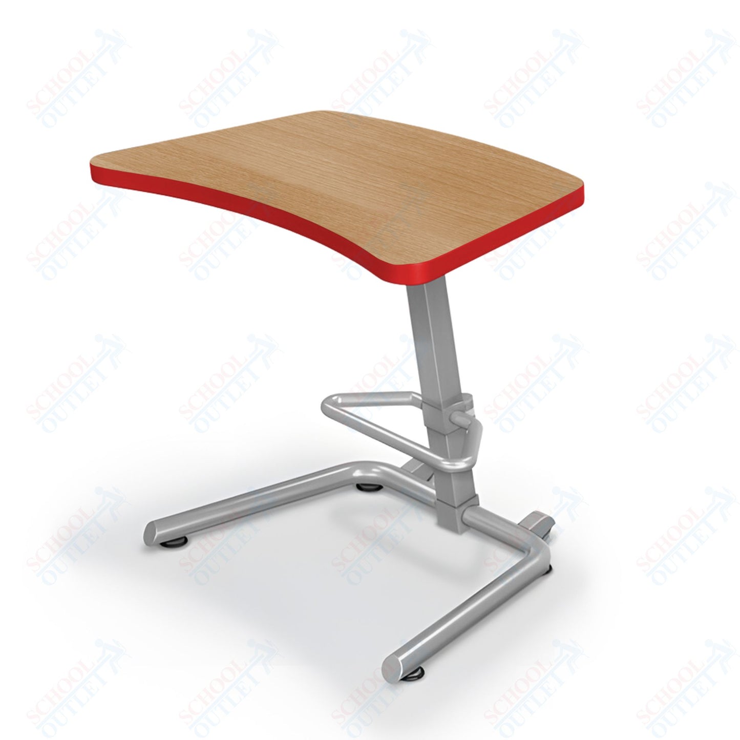 Mooreco Up-Rite Student Desk Curve Top, Adjustable Height, Platinum Frame (Mooreco 90533)