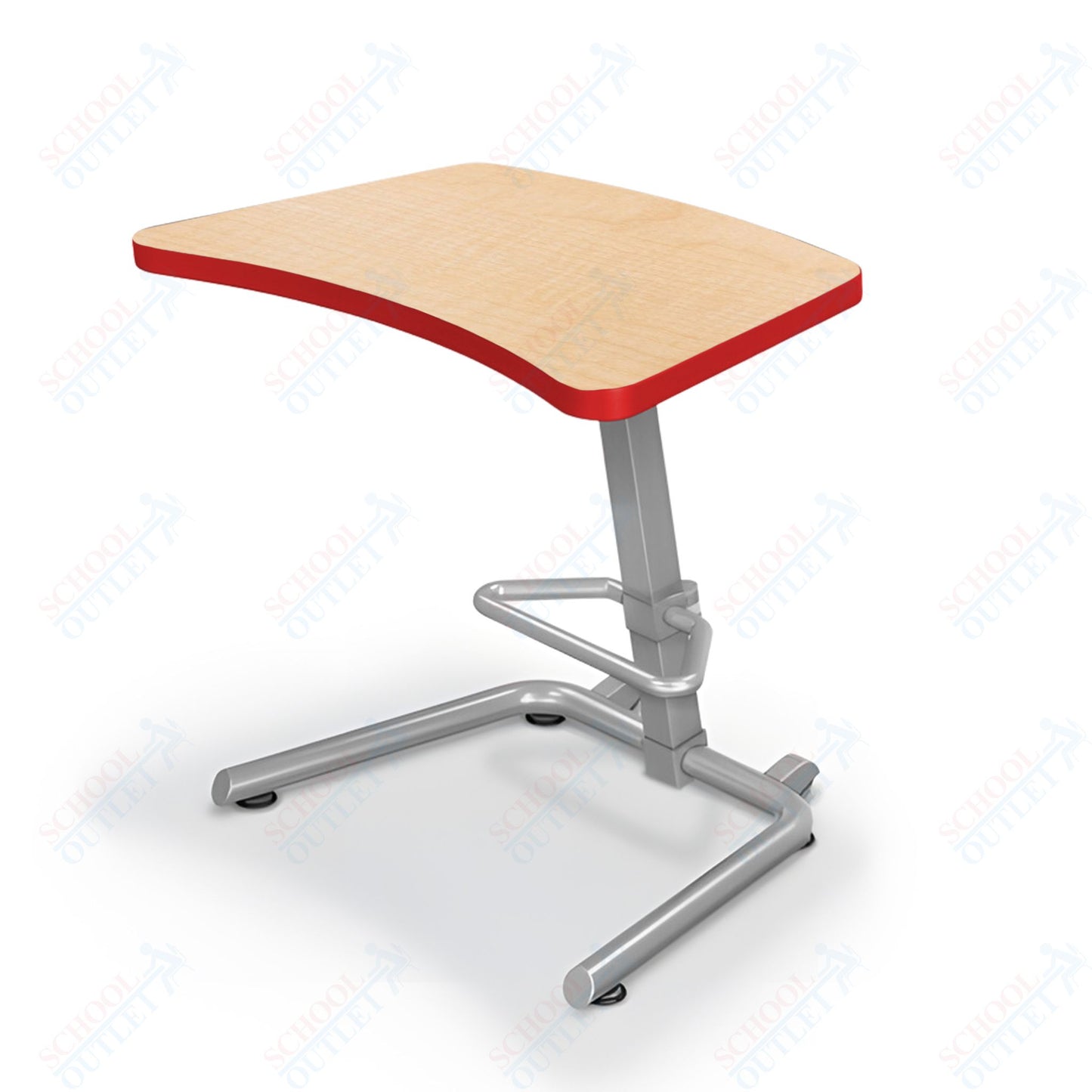 Mooreco Up-Rite Student Desk Curve Top, Adjustable Height, Platinum Frame (Mooreco 90533)