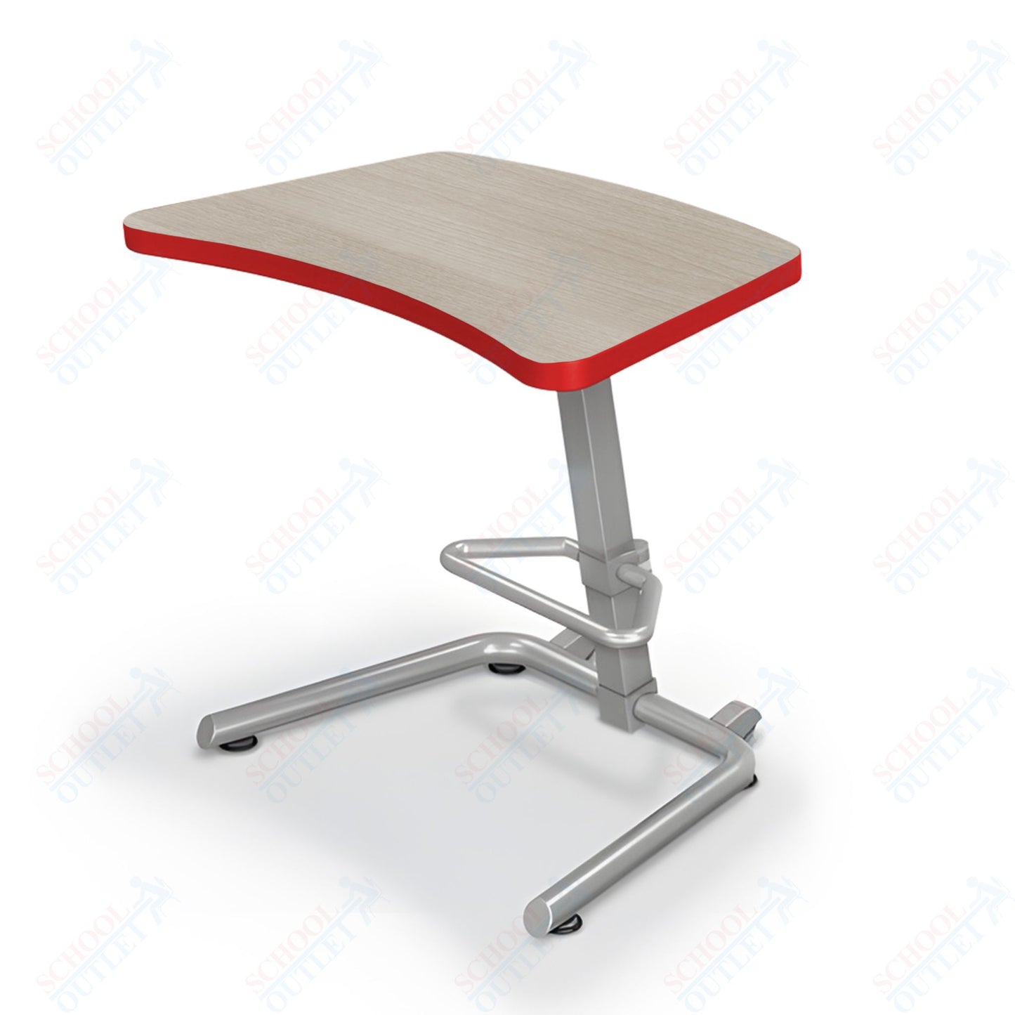 Mooreco Up-Rite Student Desk Curve Top, Adjustable Height, Platinum Frame (Mooreco 90533)