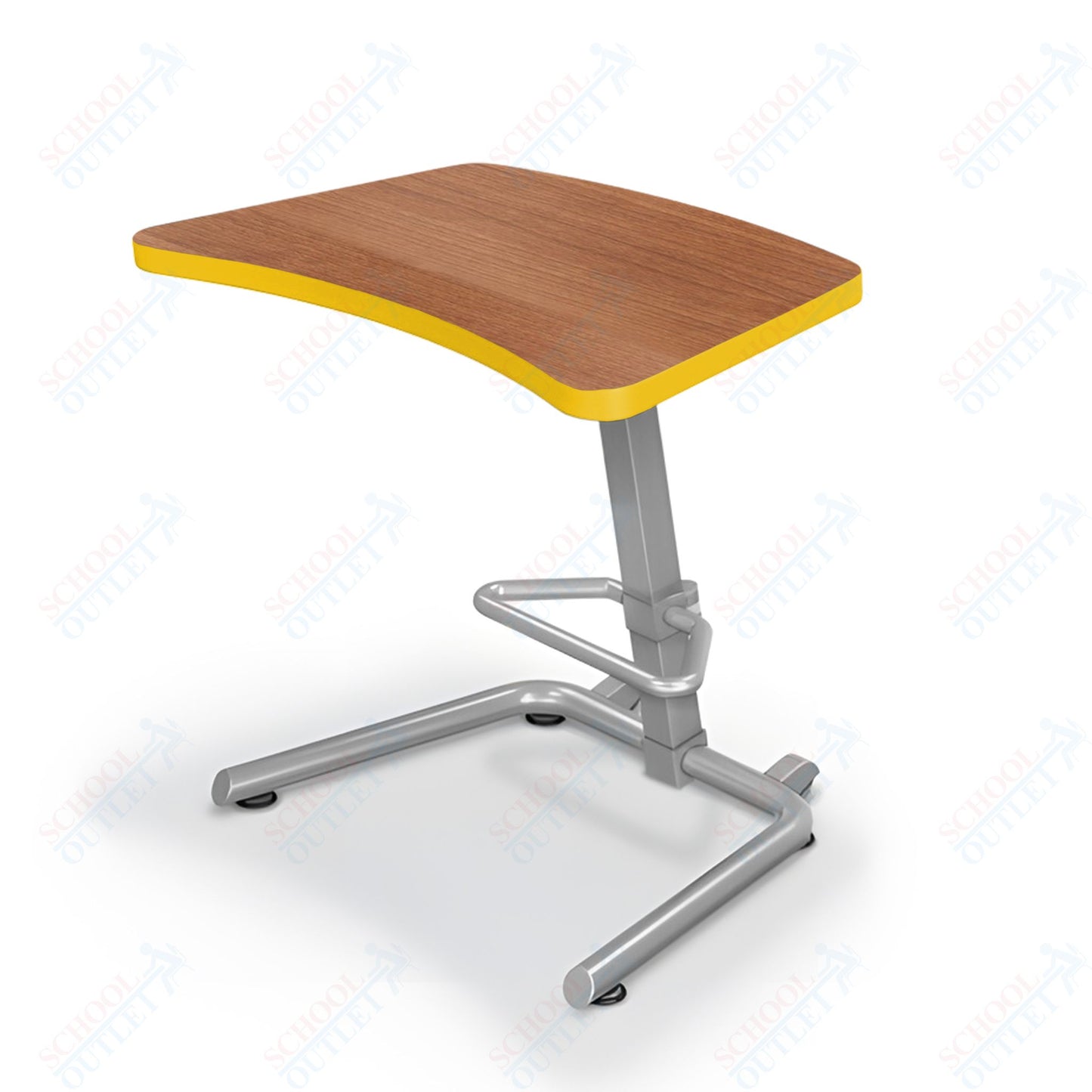 Mooreco Up-Rite Student Desk Curve Top, Adjustable Height, Platinum Frame (Mooreco 90533)