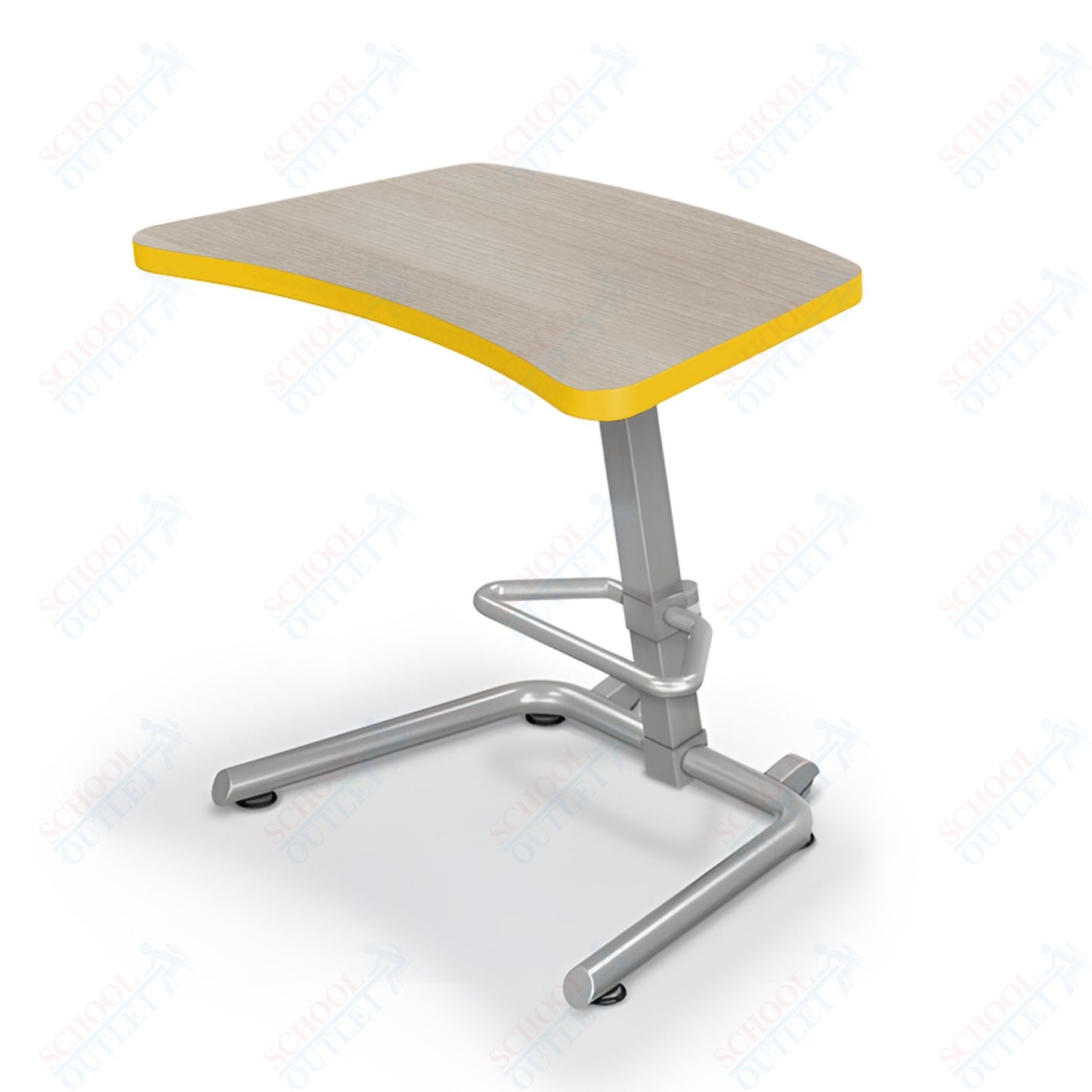 Mooreco Up-Rite Student Desk Curve Top, Adjustable Height, Platinum Frame (Mooreco 90533)