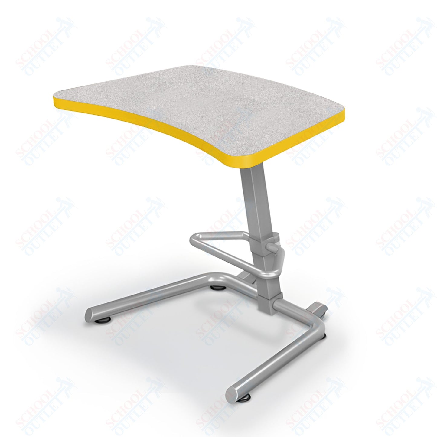 Mooreco Up-Rite Student Desk Curve Top, Adjustable Height, Platinum Frame (Mooreco 90533)