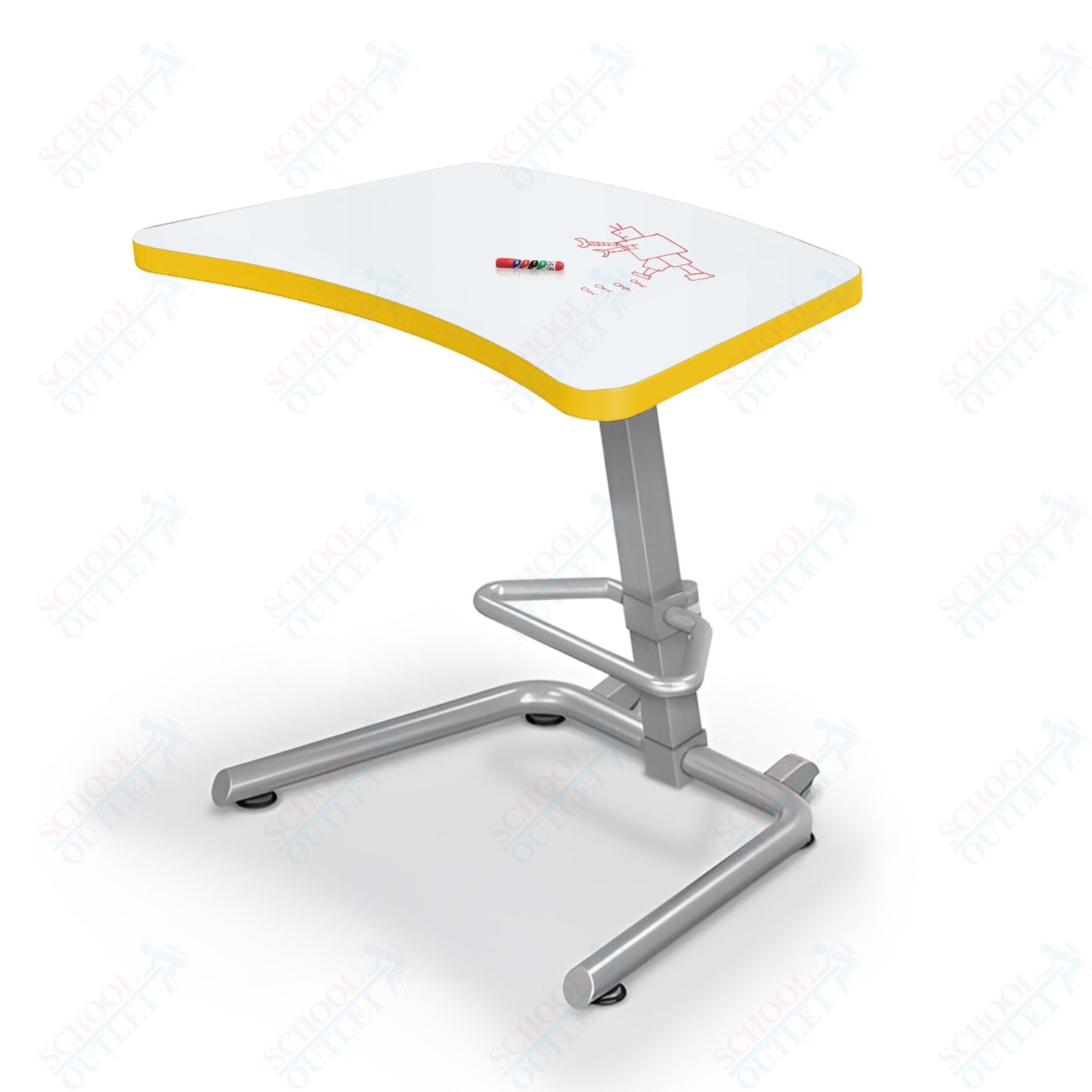 Mooreco Up-Rite Student Desk Curve Top, Adjustable Height, Platinum Frame (Mooreco 90533)