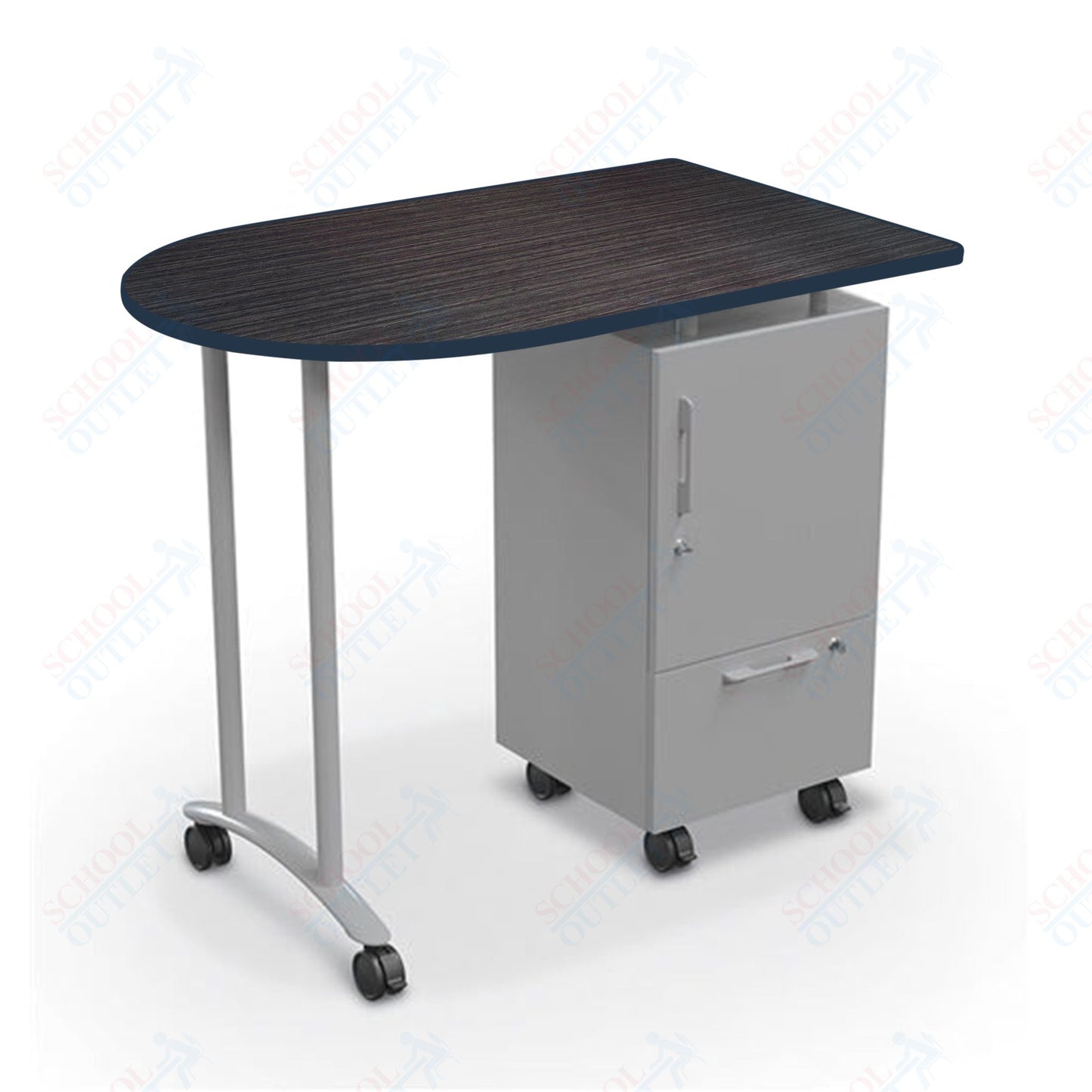 Mooreco Mobile Teacher Workstation II - Platinum Base 40"H X 47.6"W X 30"D (Mooreco 91289)