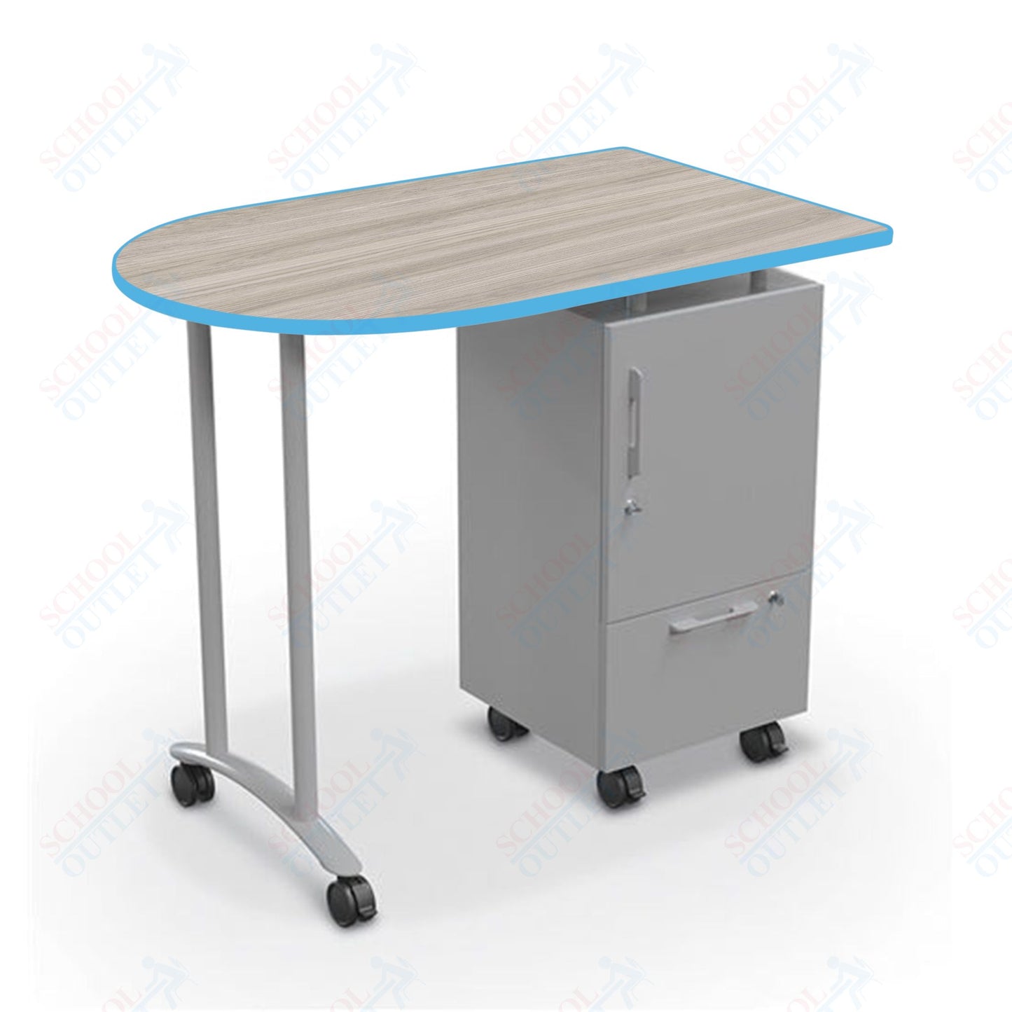 Mooreco Mobile Teacher Workstation II - Platinum Base 40"H X 47.6"W X 30"D (Mooreco 91289)