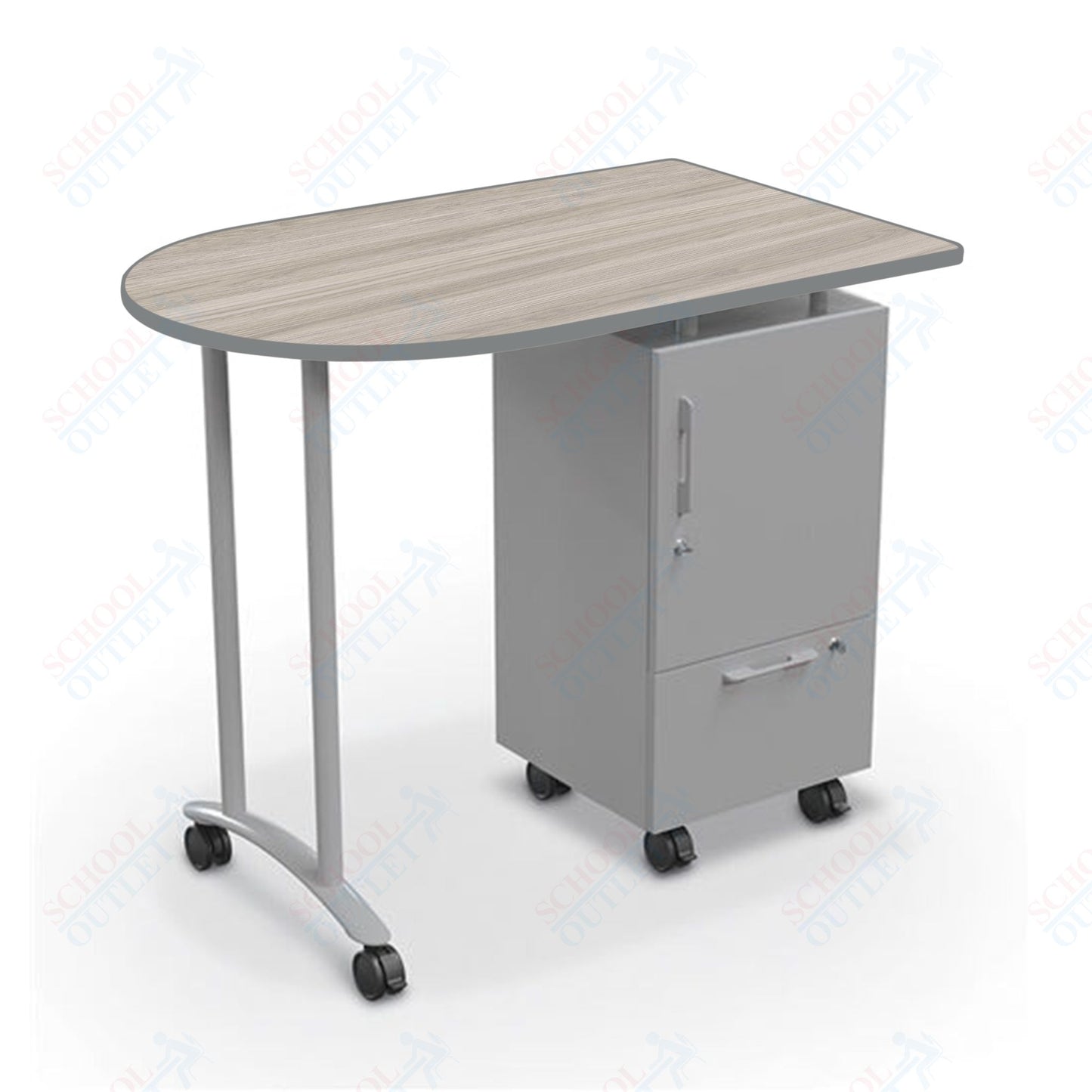 Mooreco Mobile Teacher Workstation II - Platinum Base 40"H X 47.6"W X 30"D (Mooreco 91289)