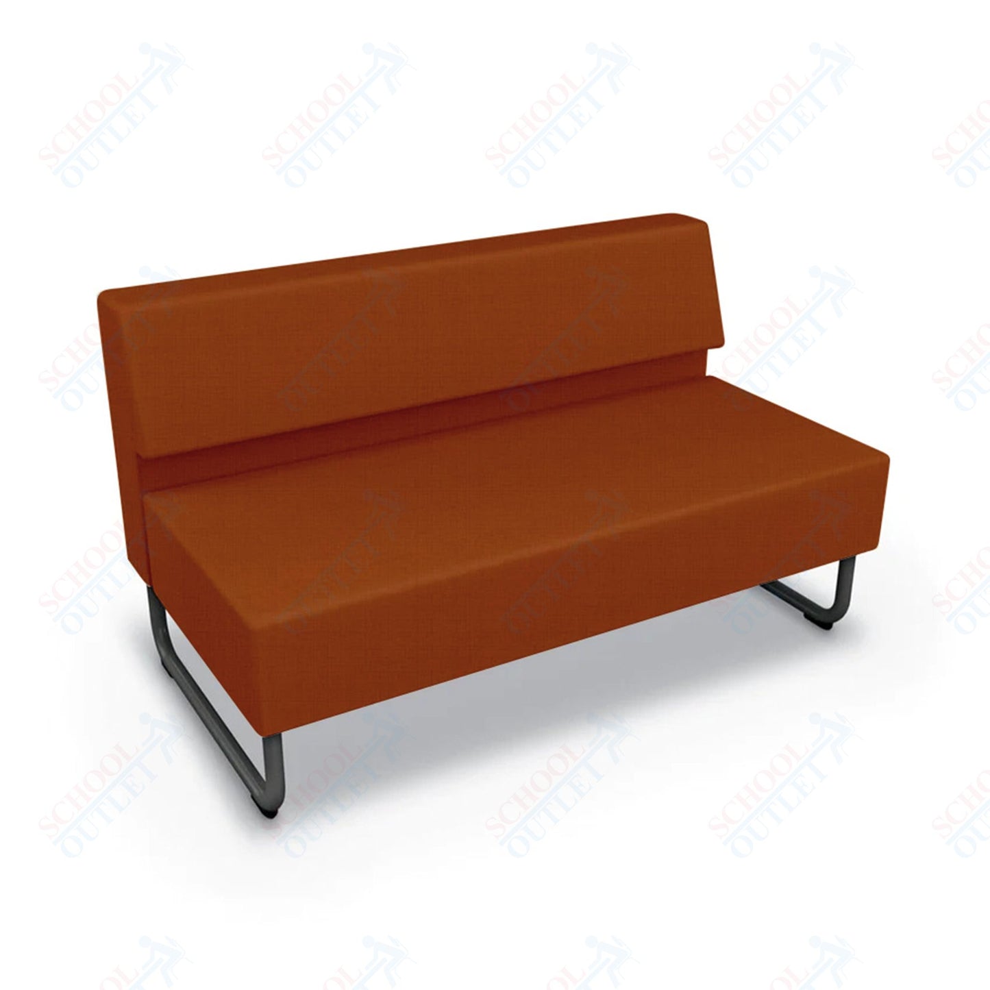 Mooreco Akt Soft Seating Lounge Loveseat - Armless - Grade 02 Fabric and Powder Coated Sled Legs