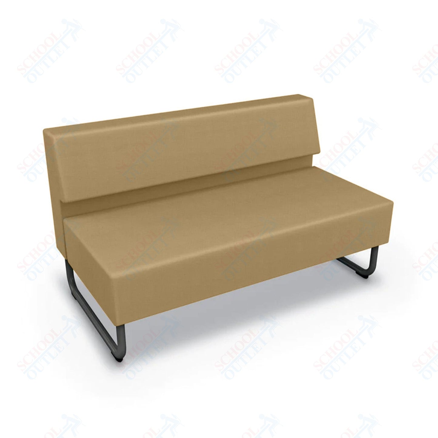 Mooreco Akt Soft Seating Lounge Loveseat - Armless - Grade 02 Fabric and Powder Coated Sled Legs