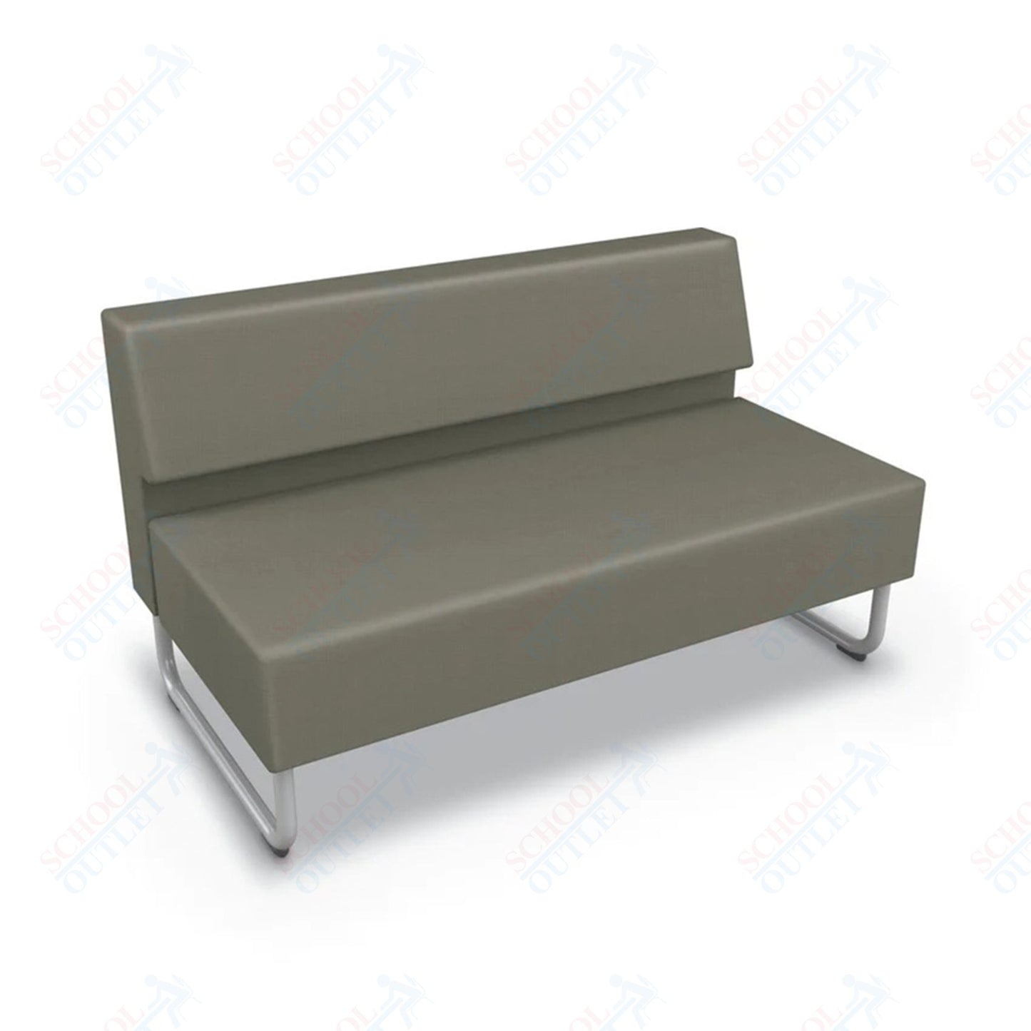 Mooreco Akt Soft Seating Lounge Loveseat - Armless - Grade 02 Fabric and Powder Coated Sled Legs