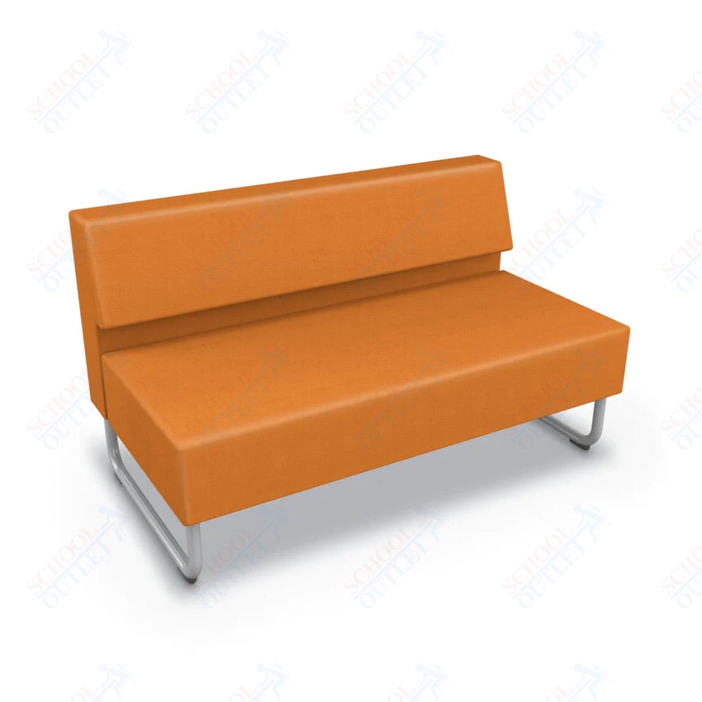 Mooreco Akt Soft Seating Lounge Loveseat - Armless - Grade 02 Fabric and Powder Coated Sled Legs