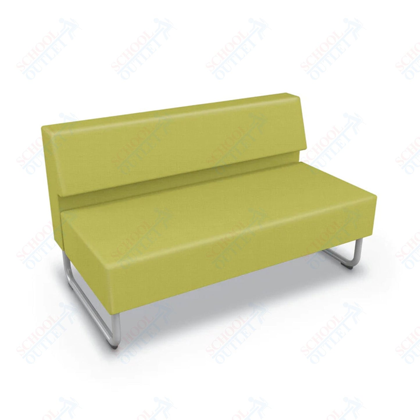 Mooreco Akt Soft Seating Lounge Loveseat - Armless - Grade 02 Fabric and Powder Coated Sled Legs