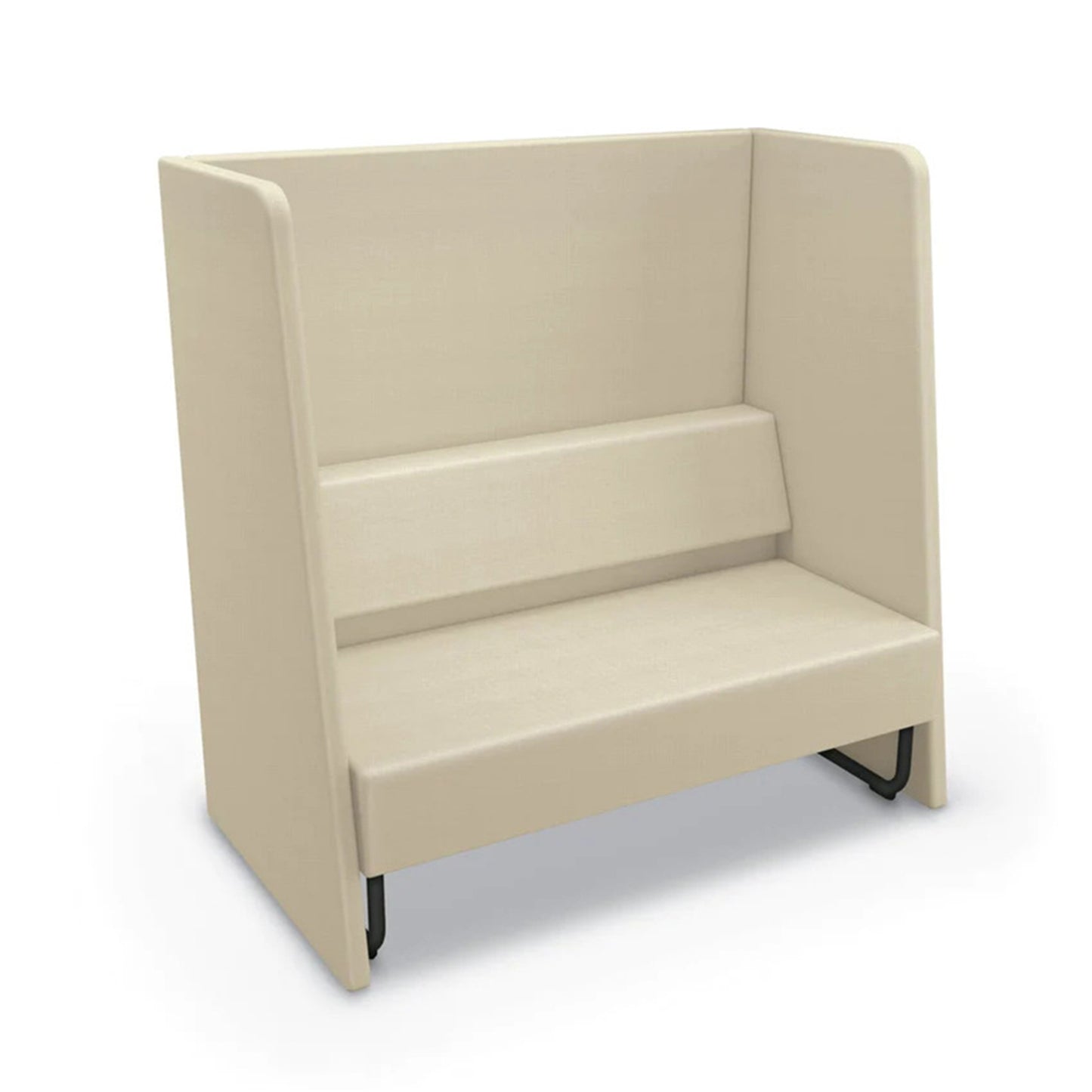 Mooreco Akt Soft Seating Lounge High Back Loveseat - Grade 02 Fabric and Powder Coated Sled Legs
