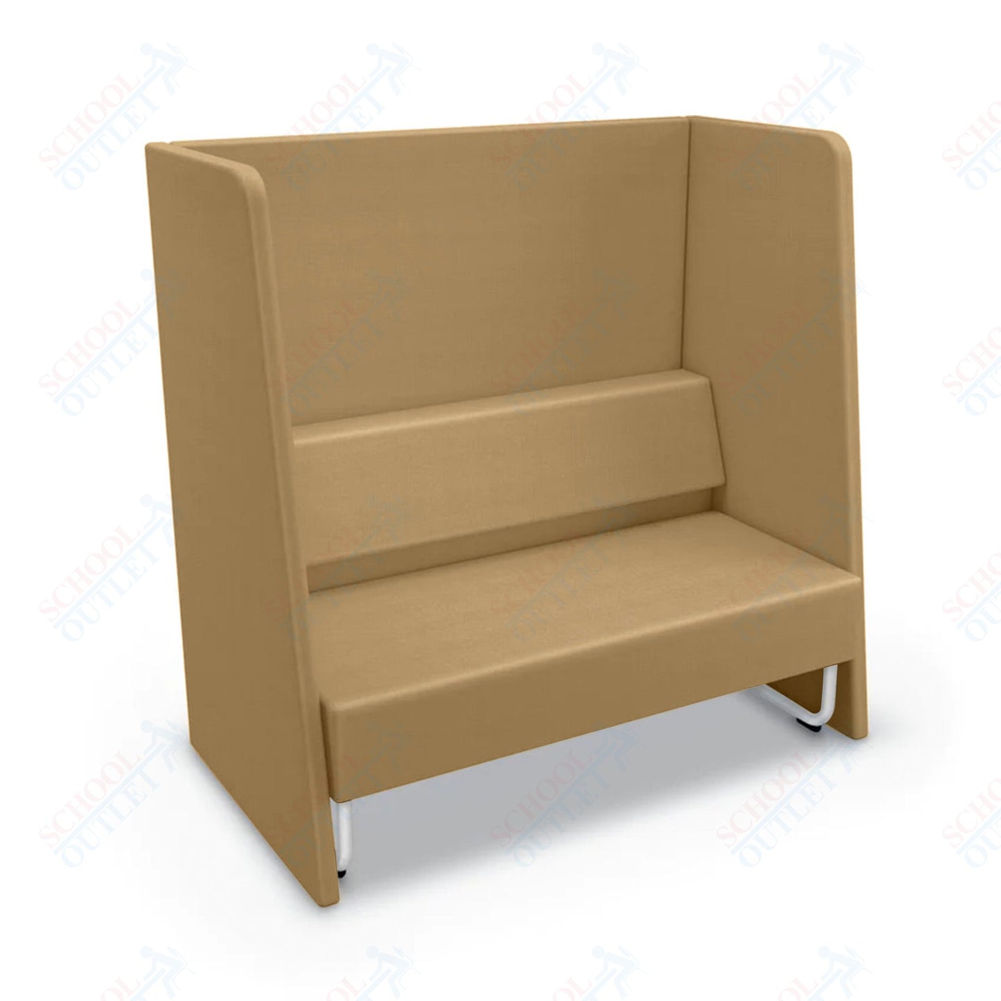 Mooreco Akt Soft Seating Lounge High Back Loveseat - Grade 02 Fabric and Powder Coated Sled Legs