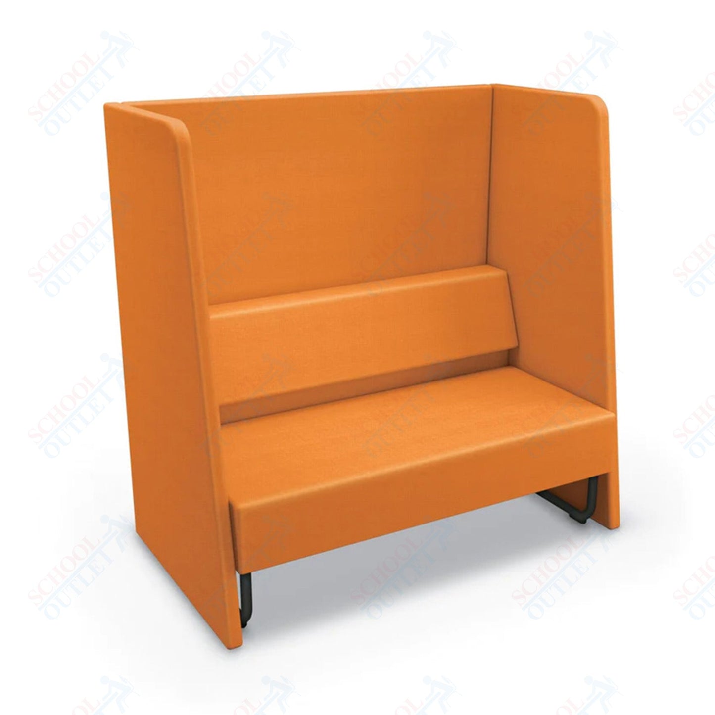 Mooreco Akt Soft Seating Lounge High Back Loveseat - Grade 02 Fabric and Powder Coated Sled Legs