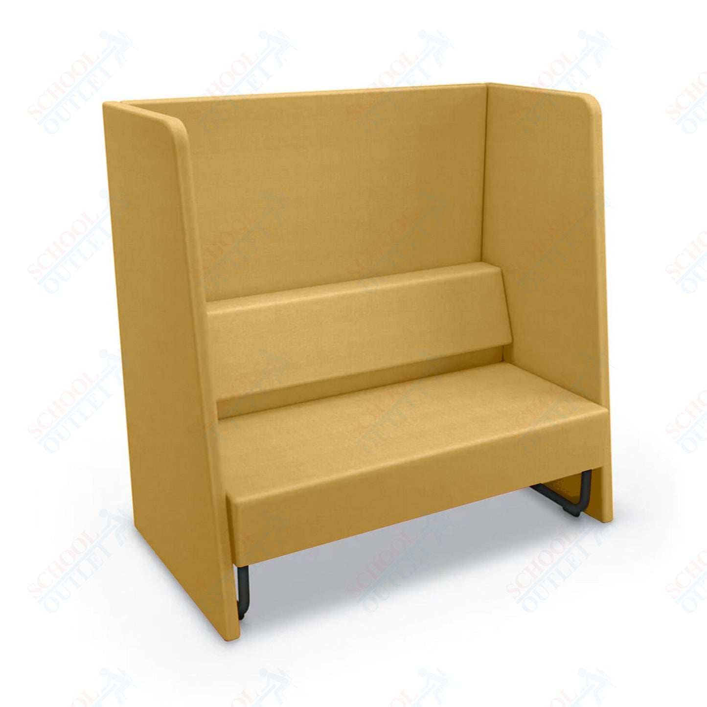 Mooreco Akt Soft Seating Lounge High Back Loveseat - Grade 02 Fabric and Powder Coated Sled Legs