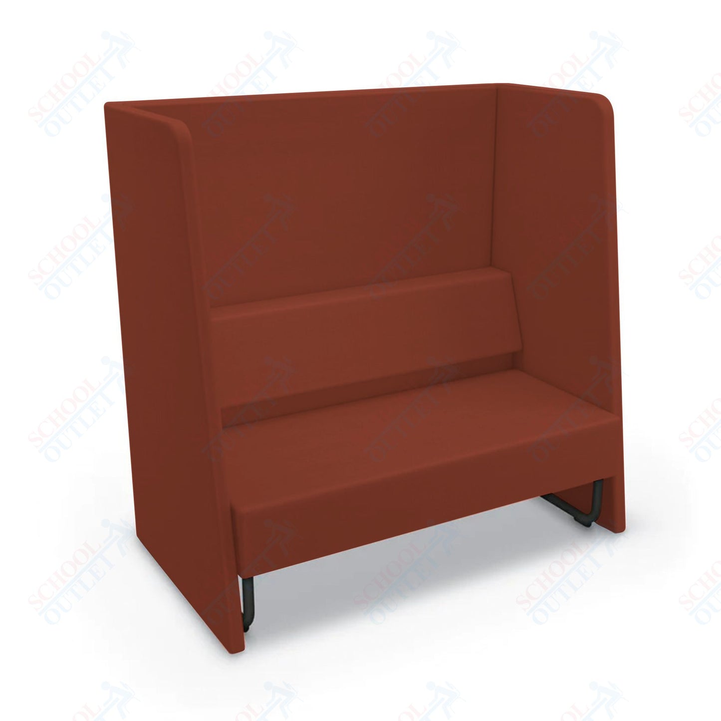 Mooreco Akt Soft Seating Lounge High Back Loveseat - Grade 02 Fabric and Powder Coated Sled Legs