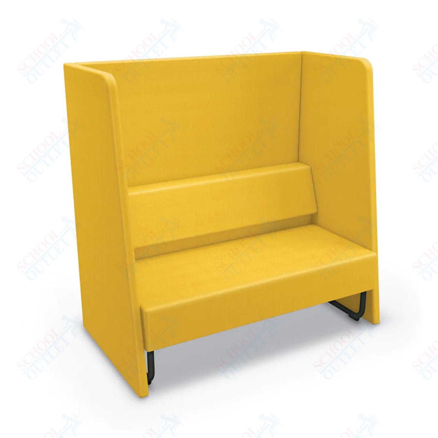 Mooreco Akt Soft Seating Lounge High Back Loveseat - Grade 02 Fabric and Powder Coated Sled Legs