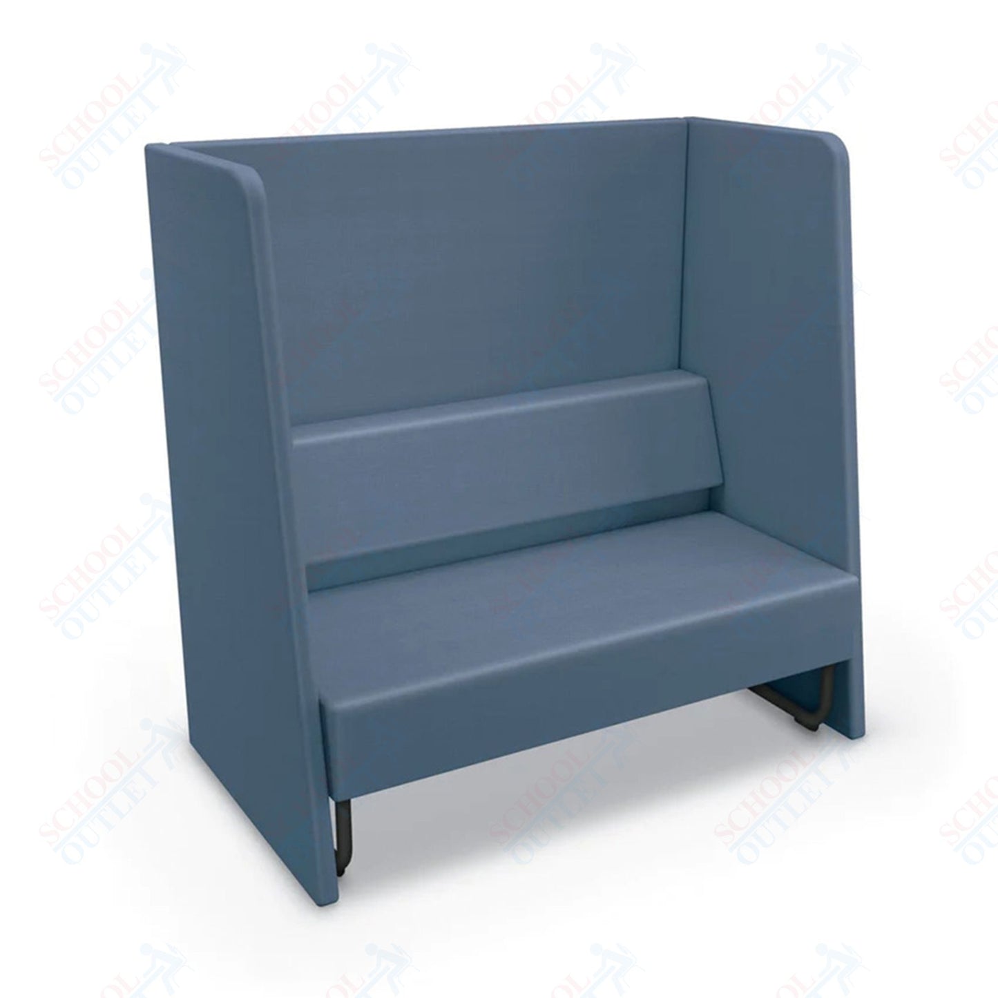 Mooreco Akt Soft Seating Lounge High Back Loveseat - Grade 02 Fabric and Powder Coated Sled Legs