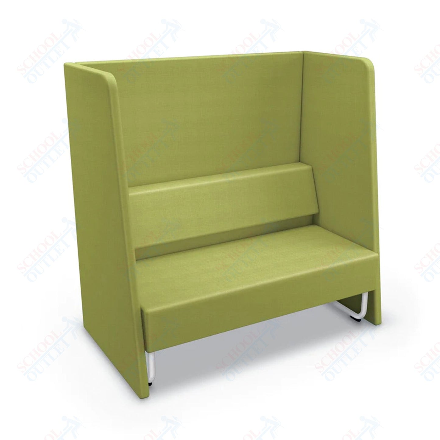 Mooreco Akt Soft Seating Lounge High Back Loveseat - Grade 02 Fabric and Powder Coated Sled Legs