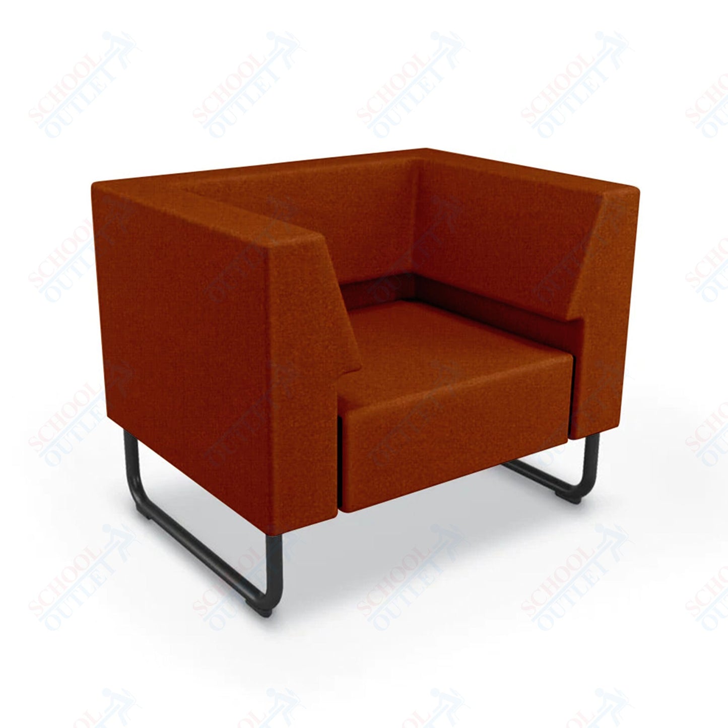 Mooreco Akt Soft Seating Lounge Chair - Both Arms - Grade 02 Fabric and Powder Coated Sled Legs