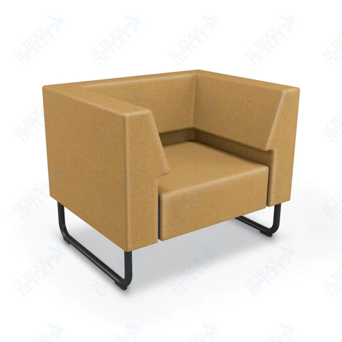 Mooreco Akt Soft Seating Lounge Chair - Both Arms - Grade 02 Fabric and Powder Coated Sled Legs