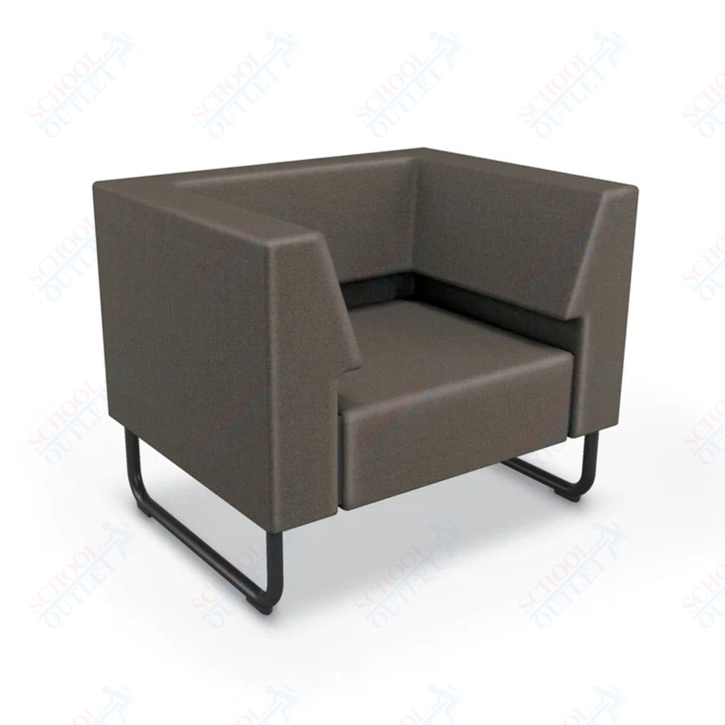 Mooreco Akt Soft Seating Lounge Chair - Both Arms - Grade 02 Fabric and Powder Coated Sled Legs