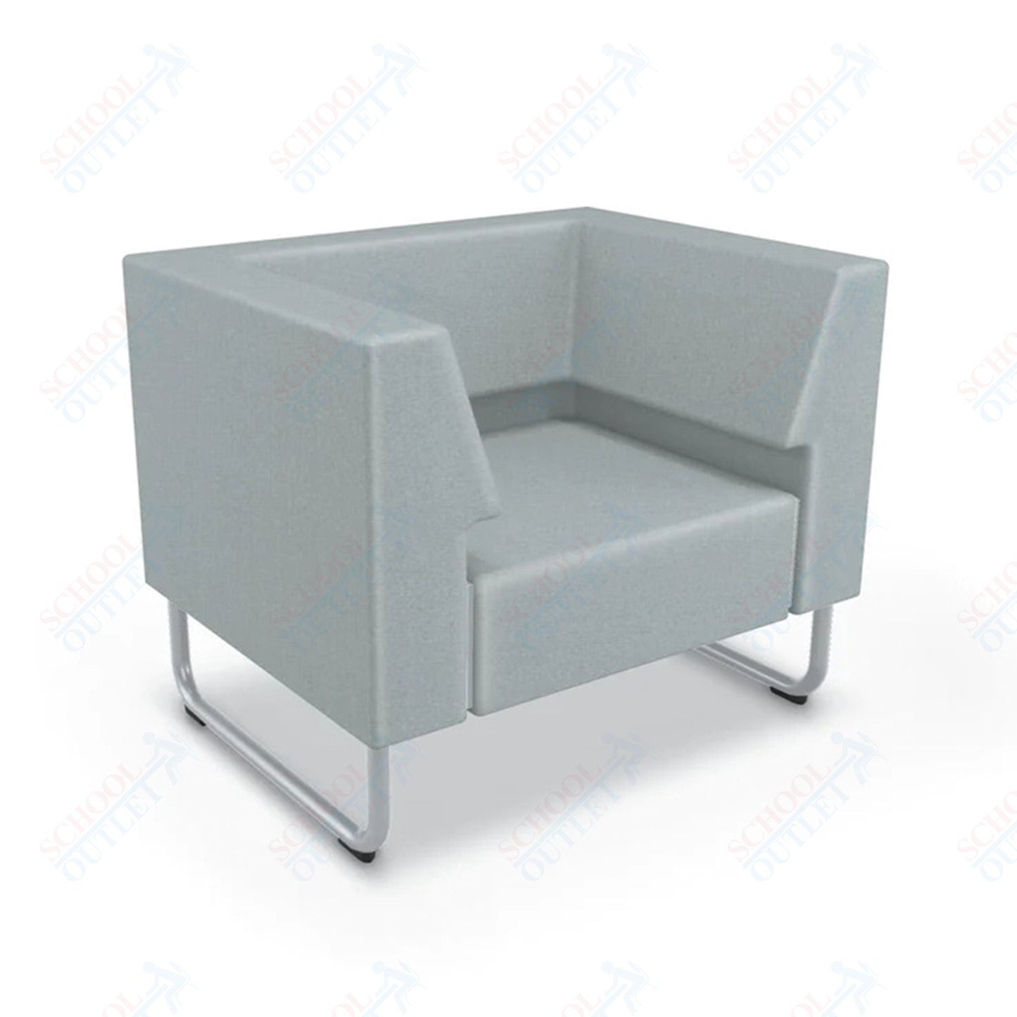 Mooreco Akt Soft Seating Lounge Chair - Both Arms - Grade 02 Fabric and Powder Coated Sled Legs