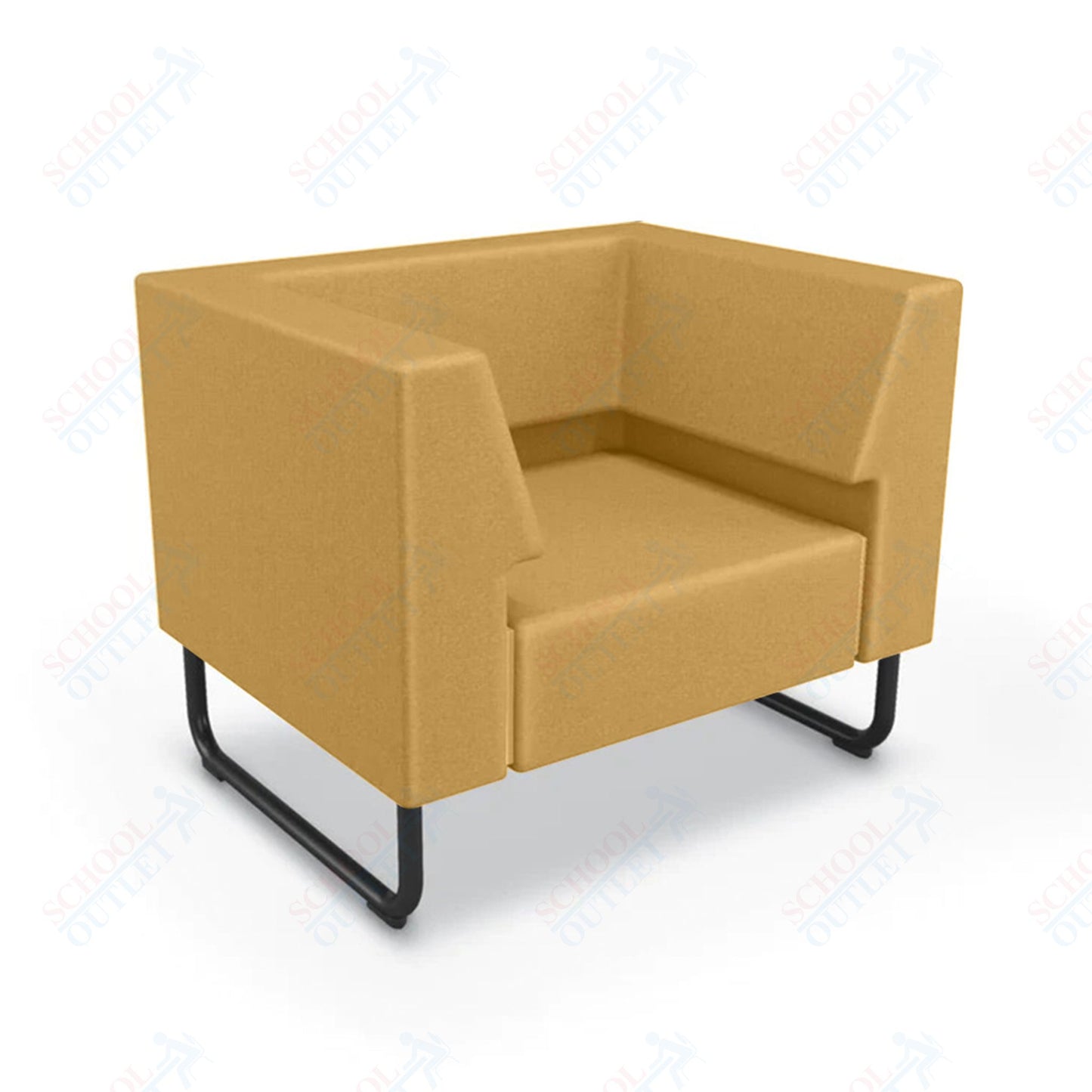 Mooreco Akt Soft Seating Lounge Chair - Both Arms - Grade 02 Fabric and Powder Coated Sled Legs