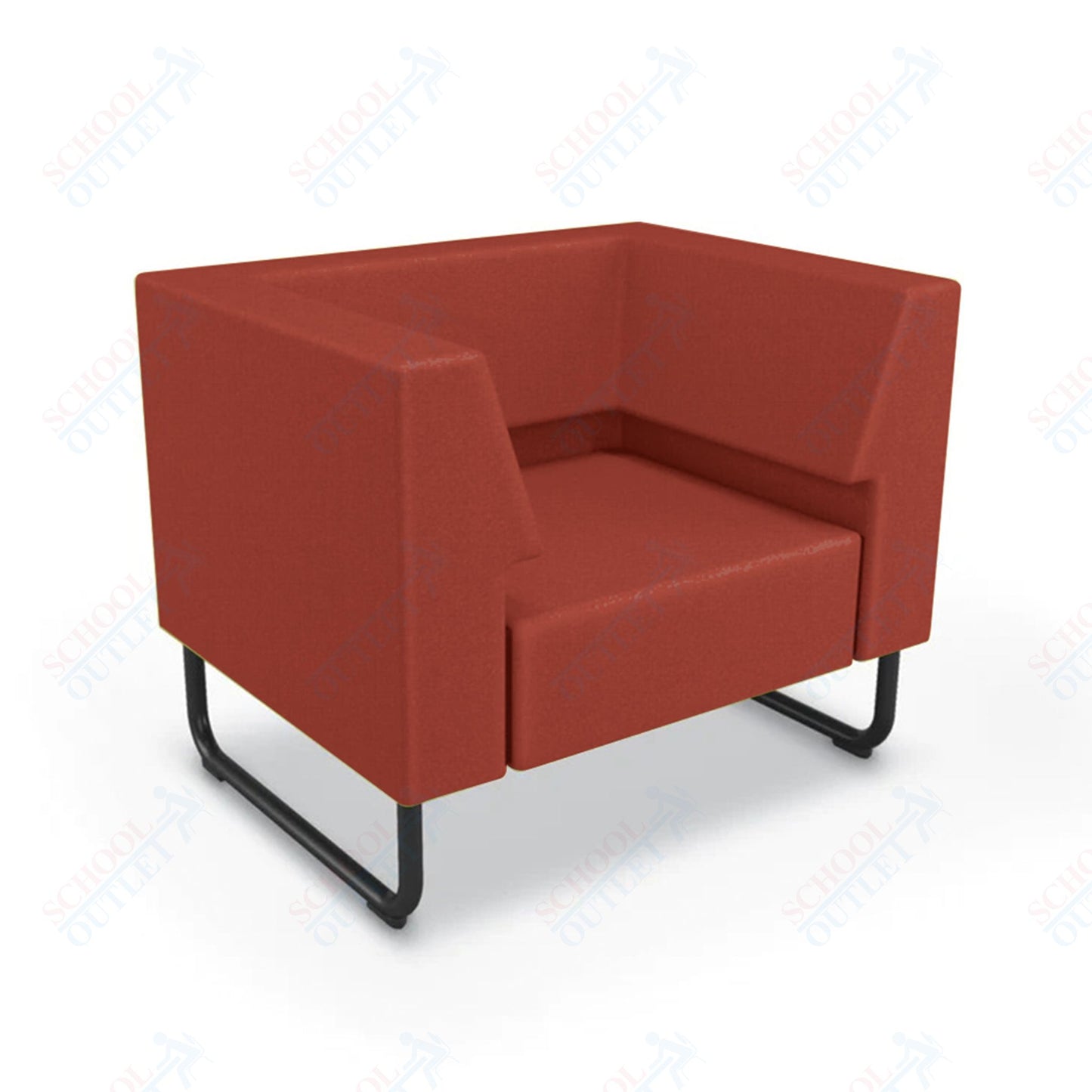 Mooreco Akt Soft Seating Lounge Chair - Both Arms - Grade 02 Fabric and Powder Coated Sled Legs