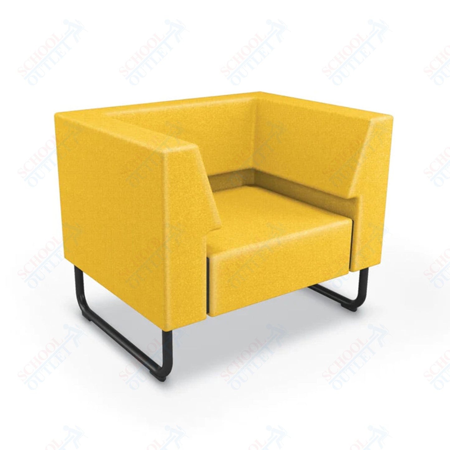 Mooreco Akt Soft Seating Lounge Chair - Both Arms - Grade 02 Fabric and Powder Coated Sled Legs