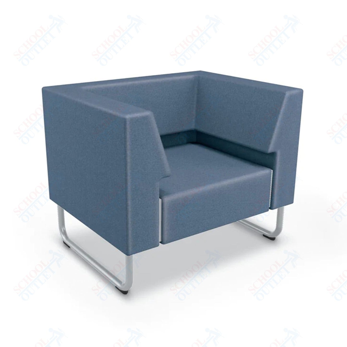 Mooreco Akt Soft Seating Lounge Chair - Both Arms - Grade 02 Fabric and Powder Coated Sled Legs