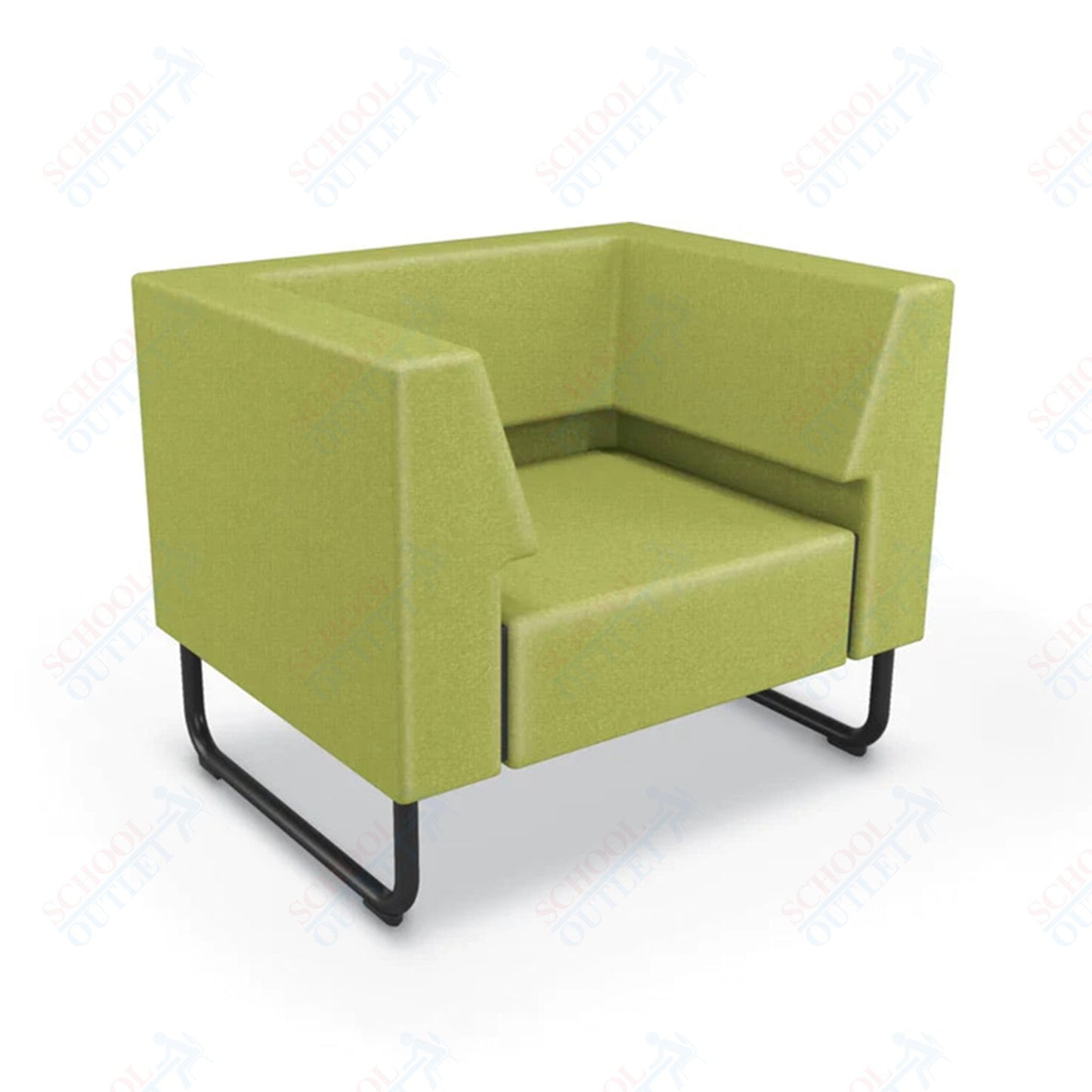 Mooreco Akt Soft Seating Lounge Chair - Both Arms - Grade 02 Fabric and Powder Coated Sled Legs