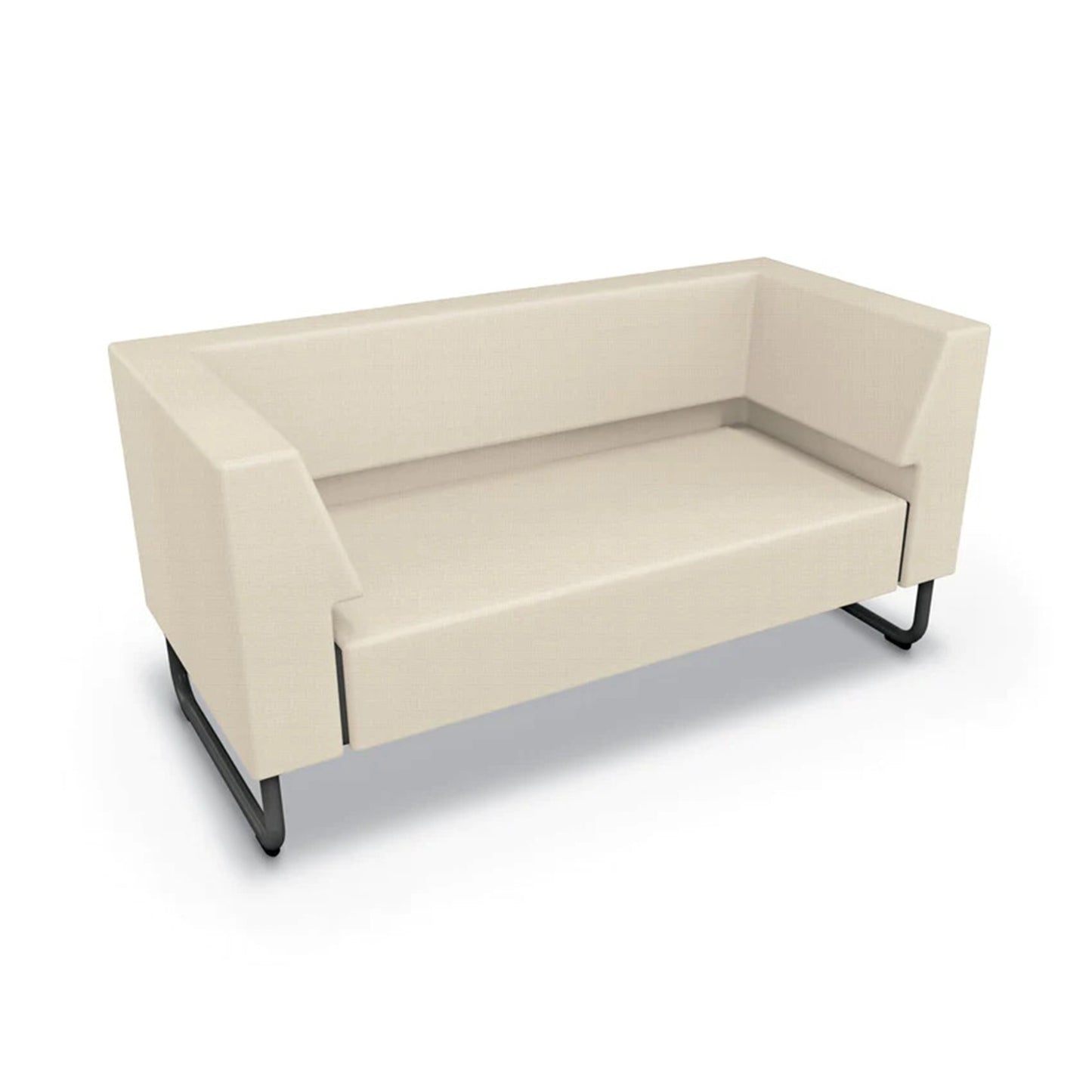 Mooreco Akt Soft Seating Lounge Loveseat - Both Arms - Grade 02 Fabric and Powder Coated Sled Legs