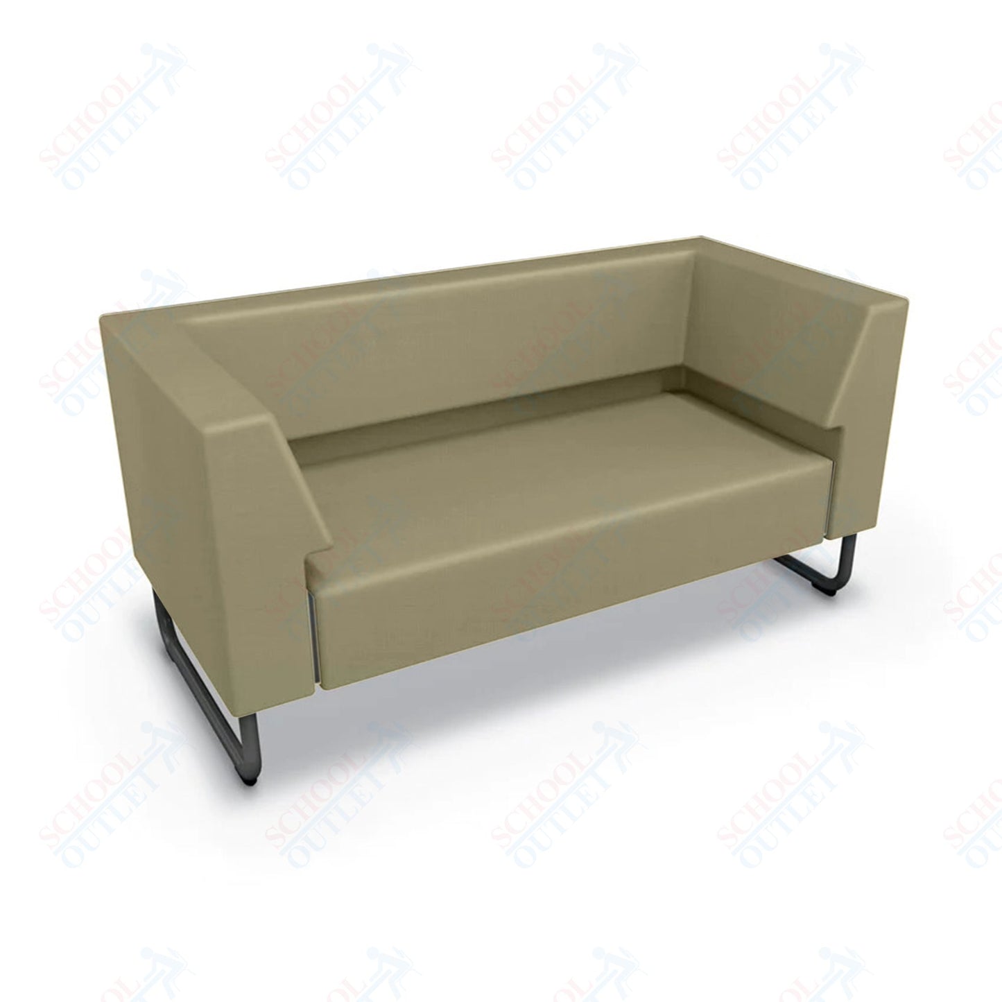 Mooreco Akt Soft Seating Lounge Loveseat - Both Arms - Grade 02 Fabric and Powder Coated Sled Legs