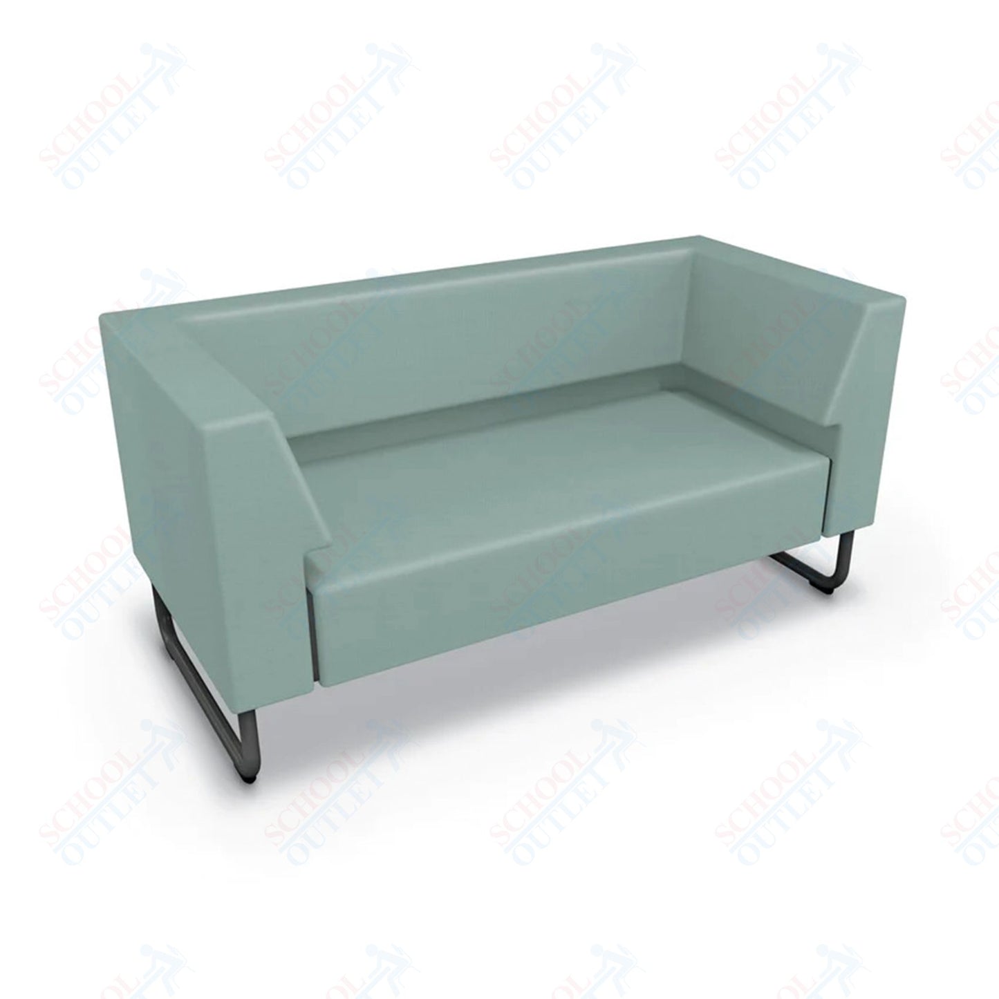 Mooreco Akt Soft Seating Lounge Loveseat - Both Arms - Grade 02 Fabric and Powder Coated Sled Legs