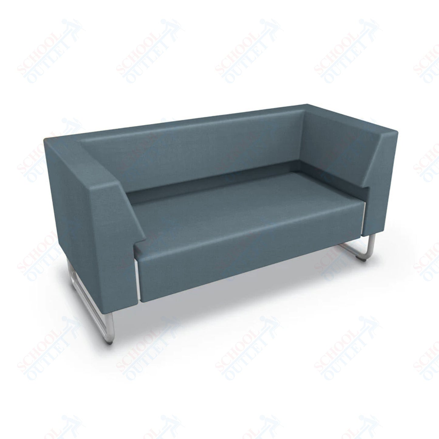 Mooreco Akt Soft Seating Lounge Loveseat - Both Arms - Grade 02 Fabric and Powder Coated Sled Legs