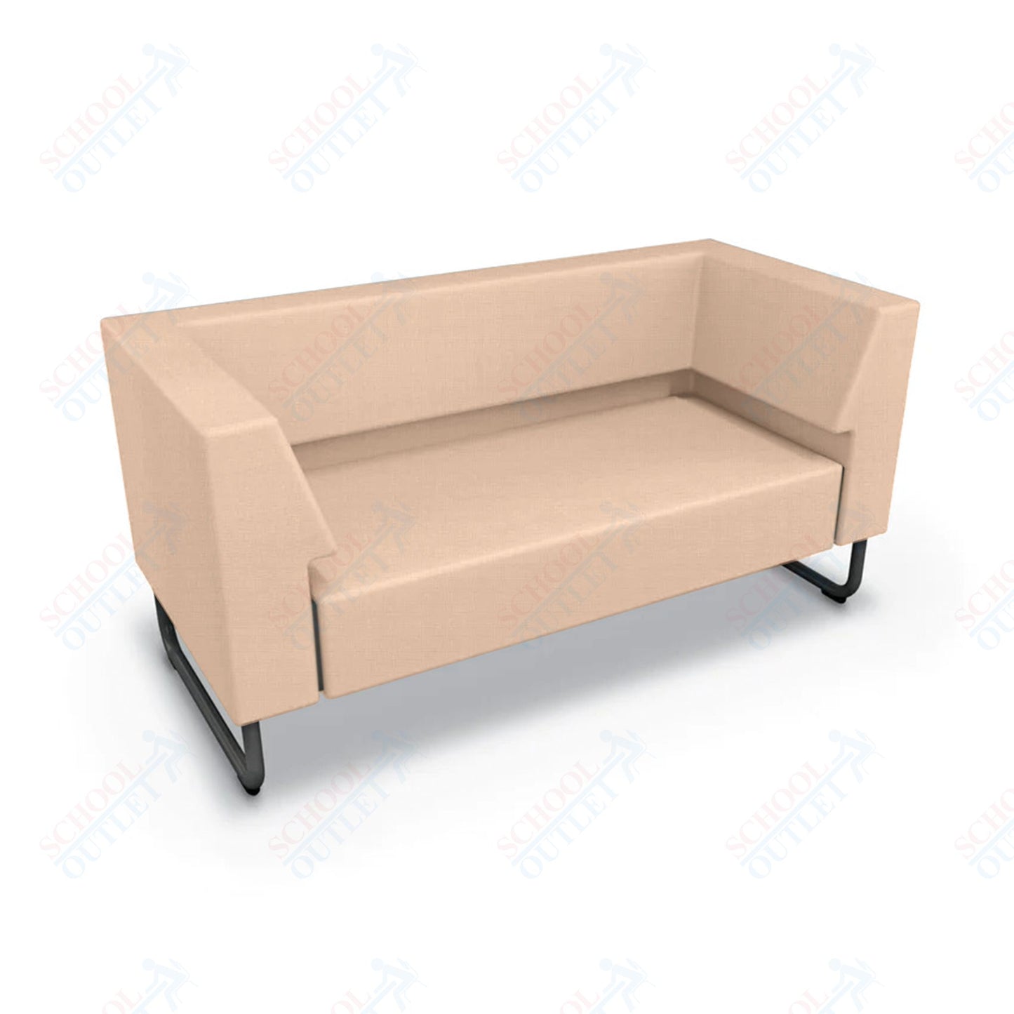 Mooreco Akt Soft Seating Lounge Loveseat - Both Arms - Grade 02 Fabric and Powder Coated Sled Legs