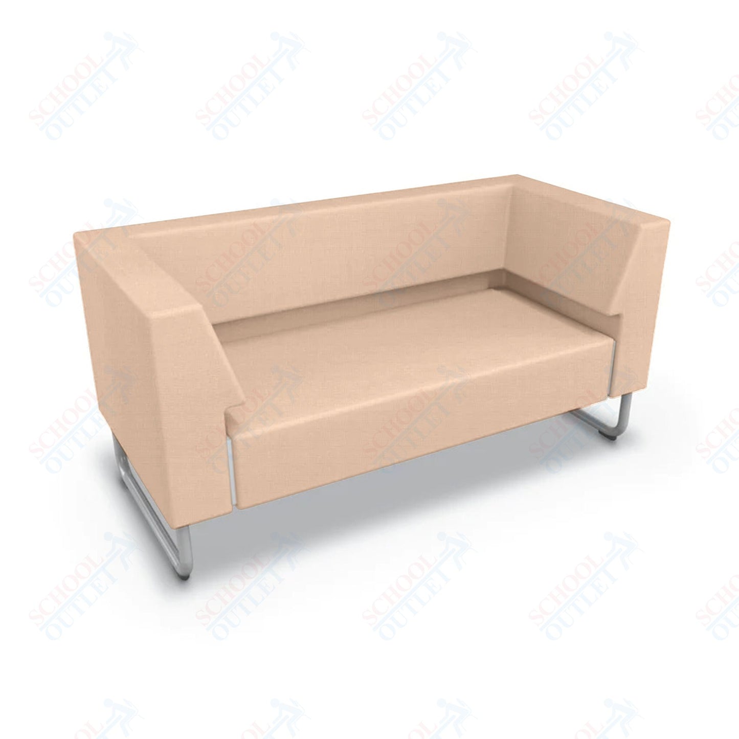 Mooreco Akt Soft Seating Lounge Loveseat - Both Arms - Grade 02 Fabric and Powder Coated Sled Legs