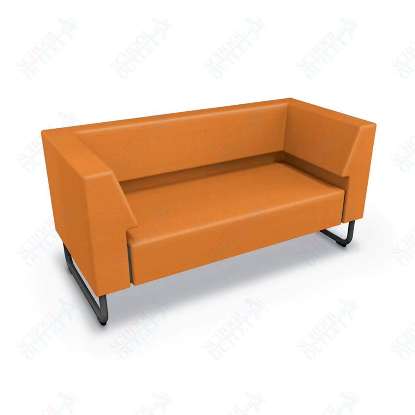 Mooreco Akt Soft Seating Lounge Loveseat - Both Arms - Grade 02 Fabric and Powder Coated Sled Legs