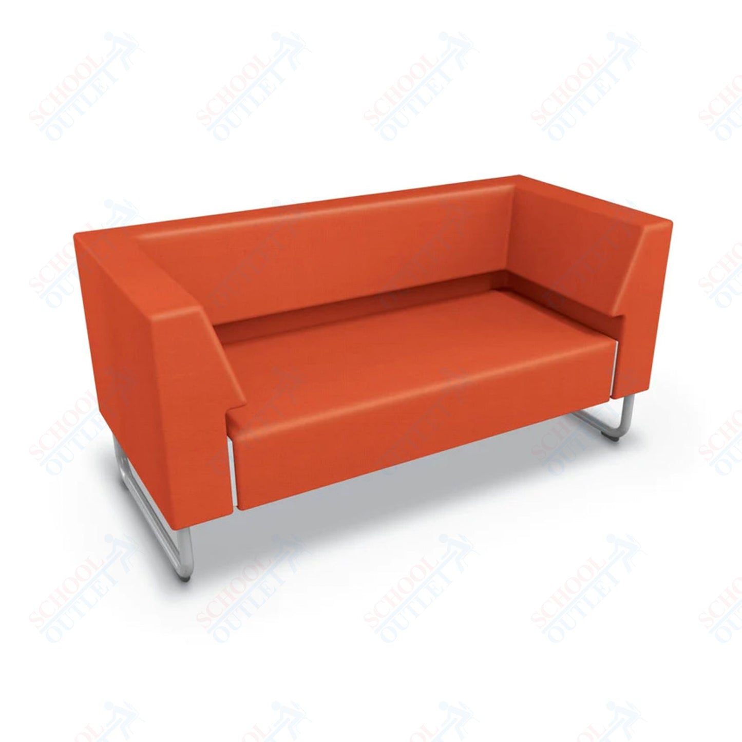 Mooreco Akt Soft Seating Lounge Loveseat - Both Arms - Grade 02 Fabric and Powder Coated Sled Legs