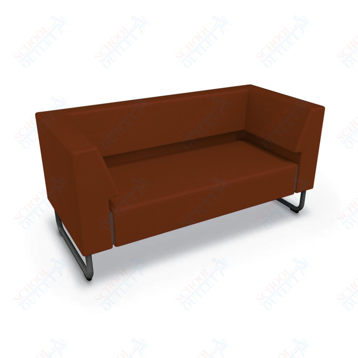 Mooreco Akt Soft Seating Lounge Loveseat - Both Arms - Grade 02 Fabric and Powder Coated Sled Legs